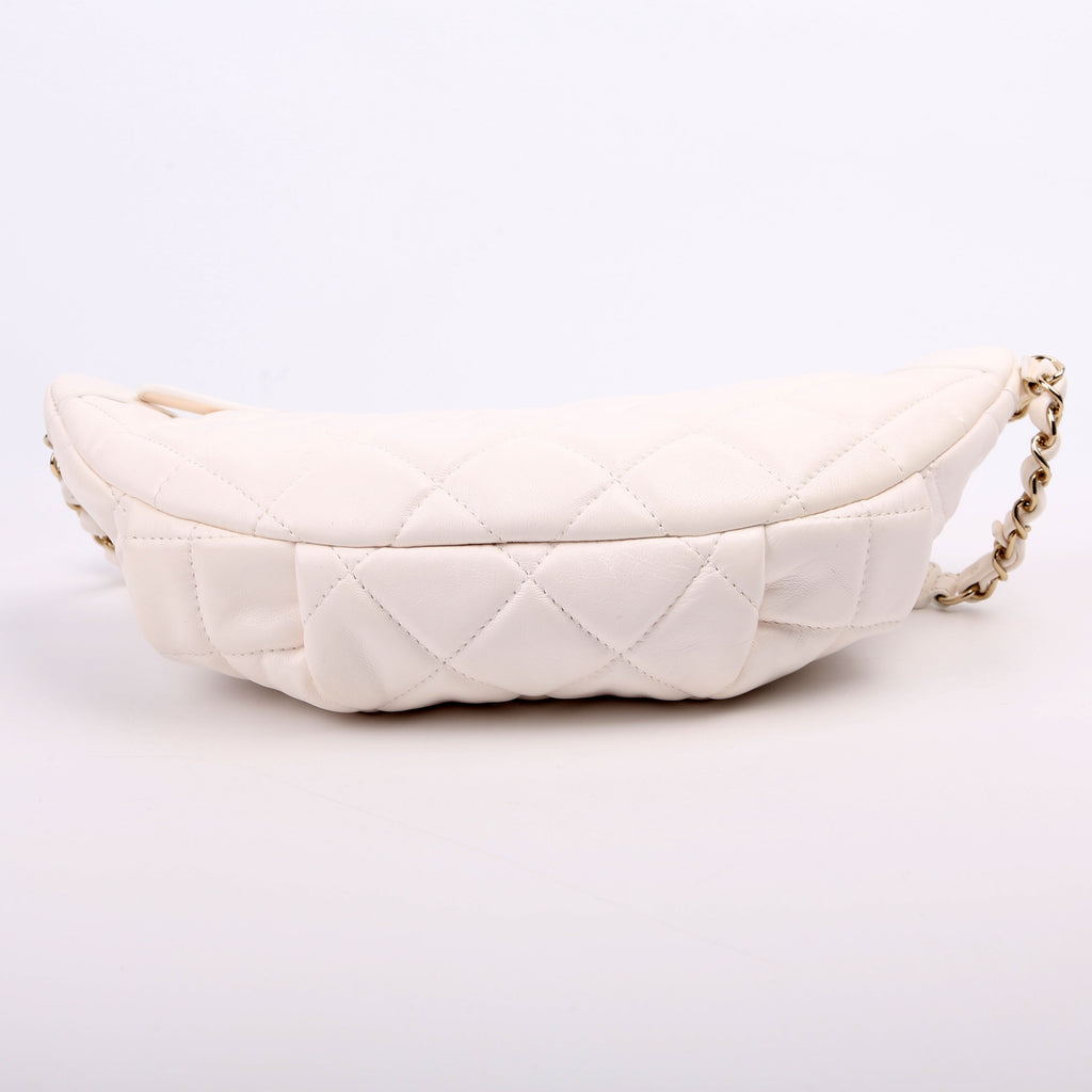 Matelasse Waist Chain Lambskin RFID White
