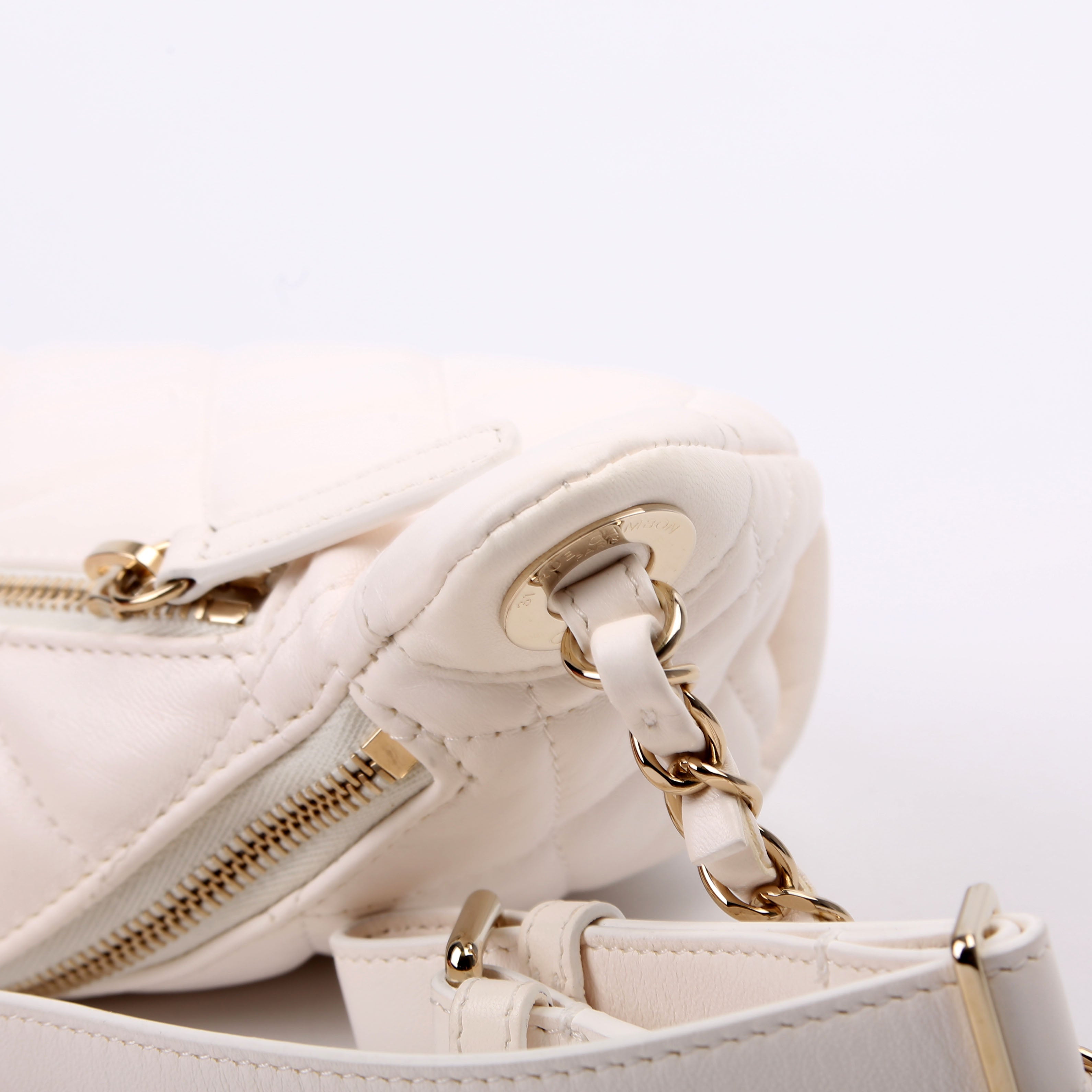Matelasse Waist Chain Lambskin RFID White