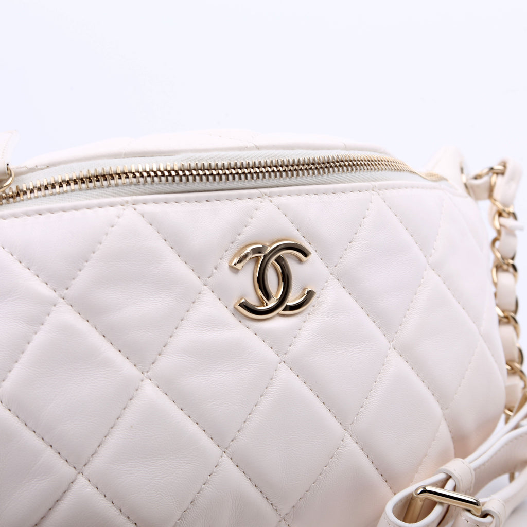 Matelasse Waist Chain Lambskin RFID White
