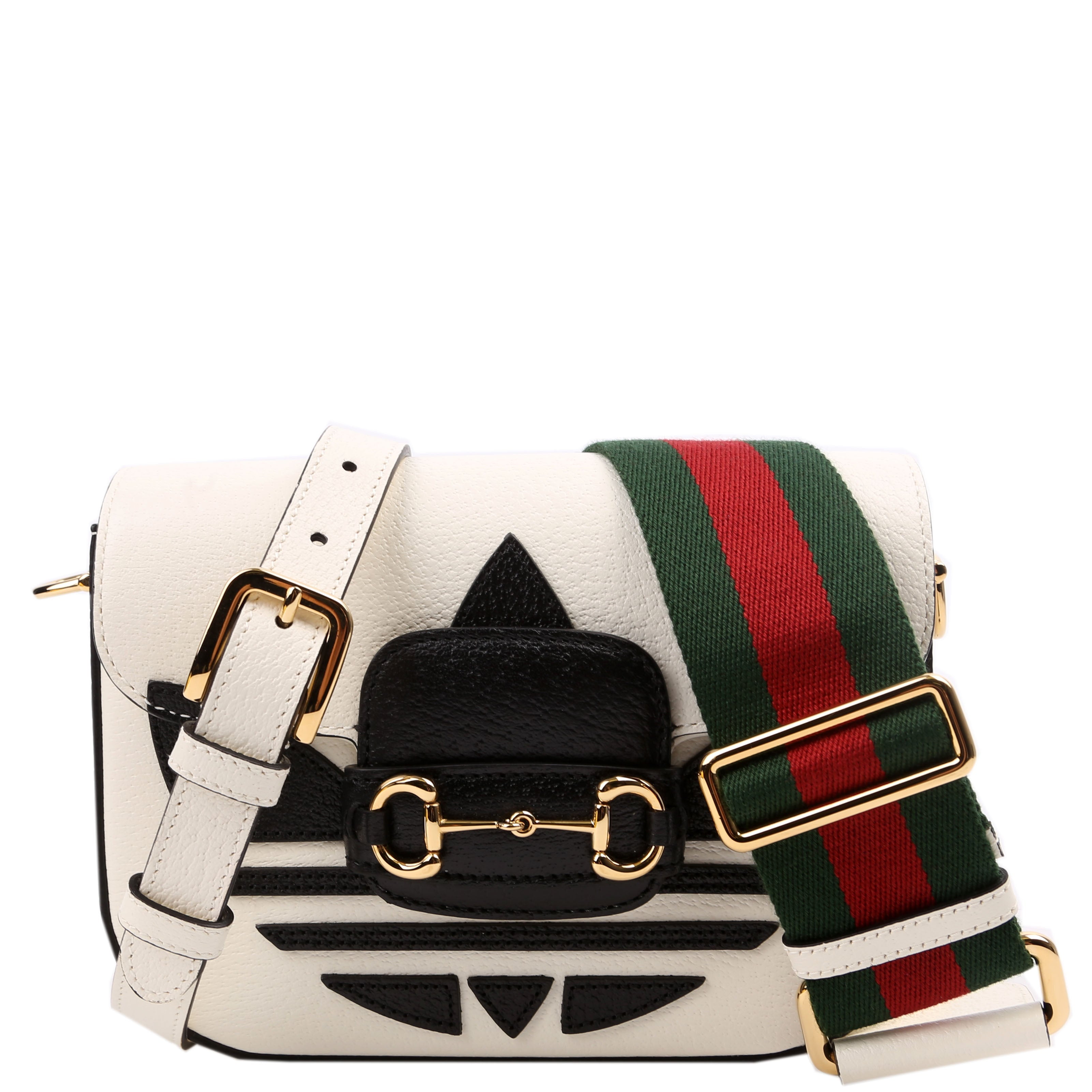 658574 Gucci X Adiddas 1955 Horsebit Mini Bag White/Black