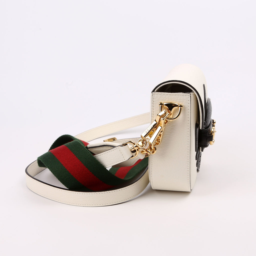 658574 Gucci X Adiddas 1955 Horsebit Mini Bag White/Black