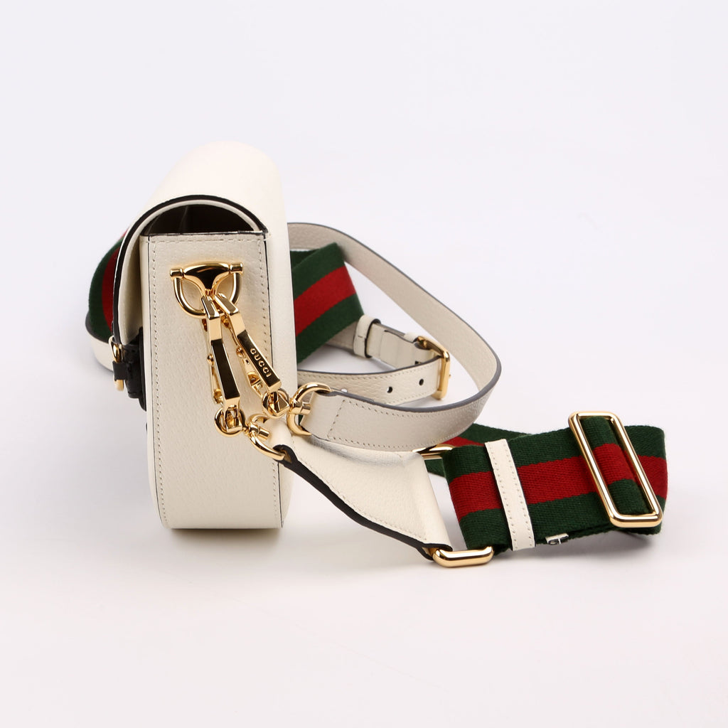 658574 Gucci X Adiddas 1955 Horsebit Mini Bag White/Black