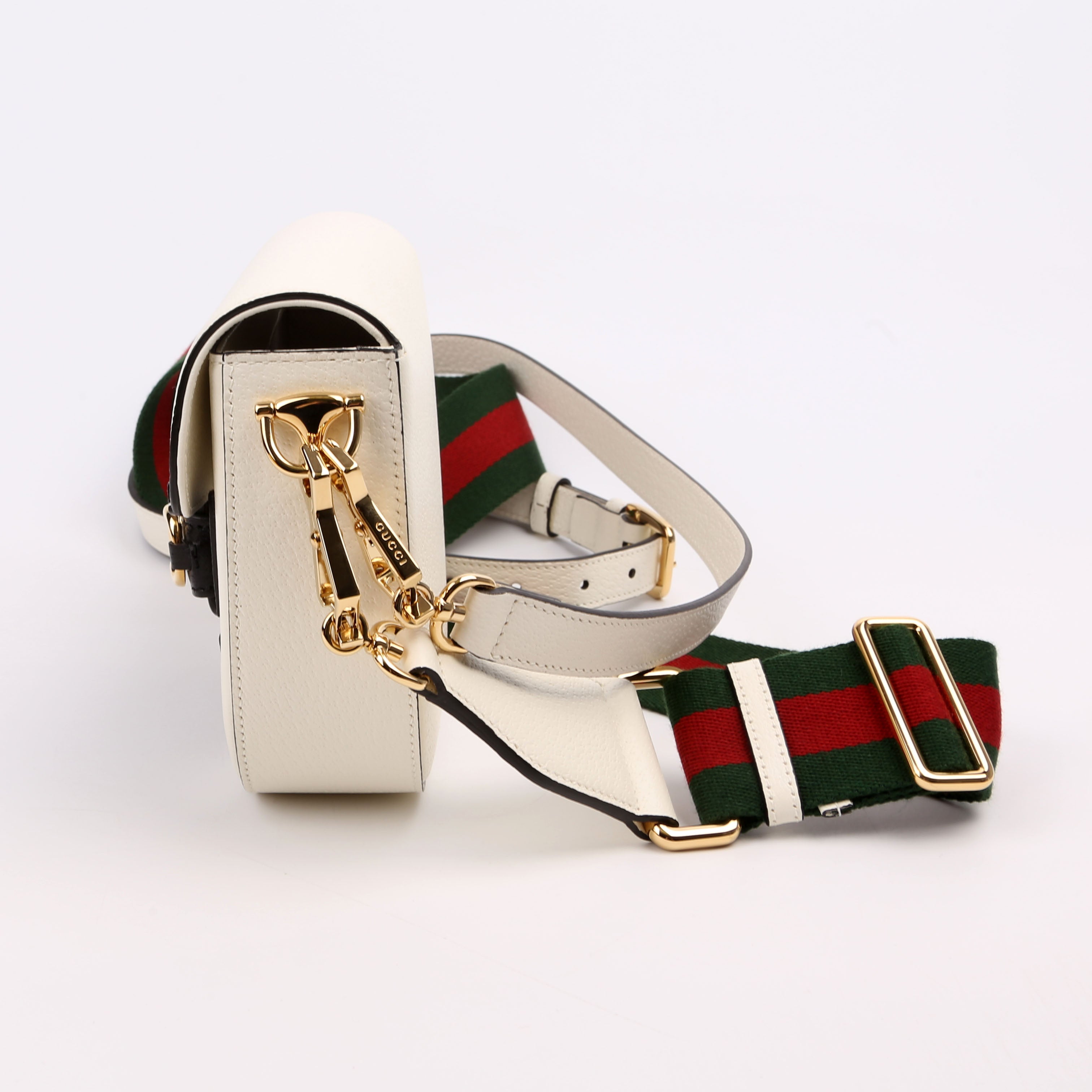 658574 Gucci X Adiddas 1955 Horsebit Mini Bag White/Black