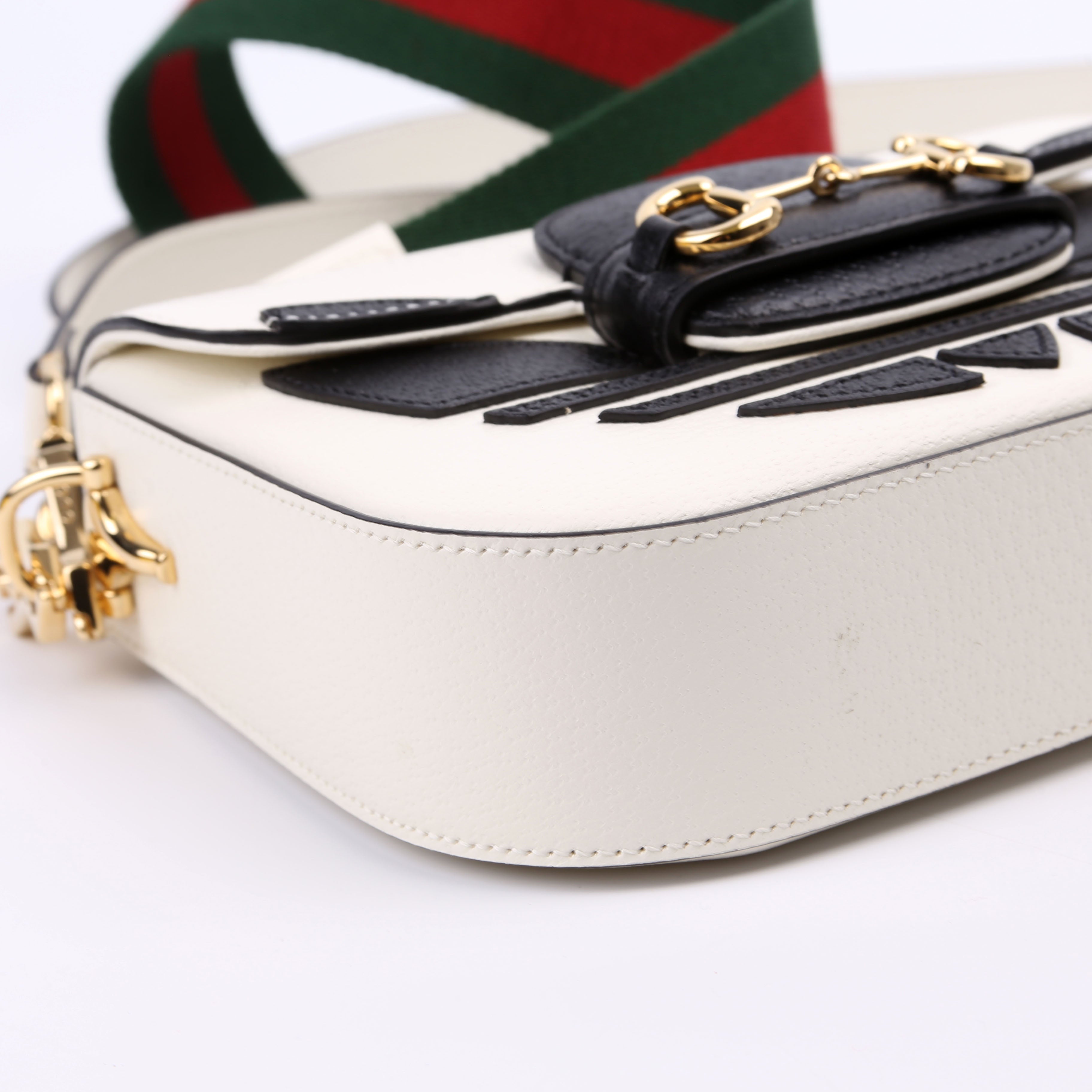 658574 Gucci X Adiddas 1955 Horsebit Mini Bag White/Black