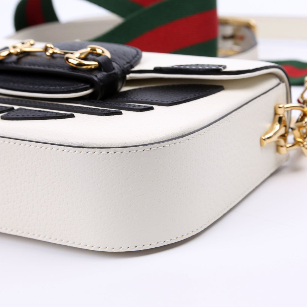658574 Gucci X Adiddas 1955 Horsebit Mini Bag White/Black