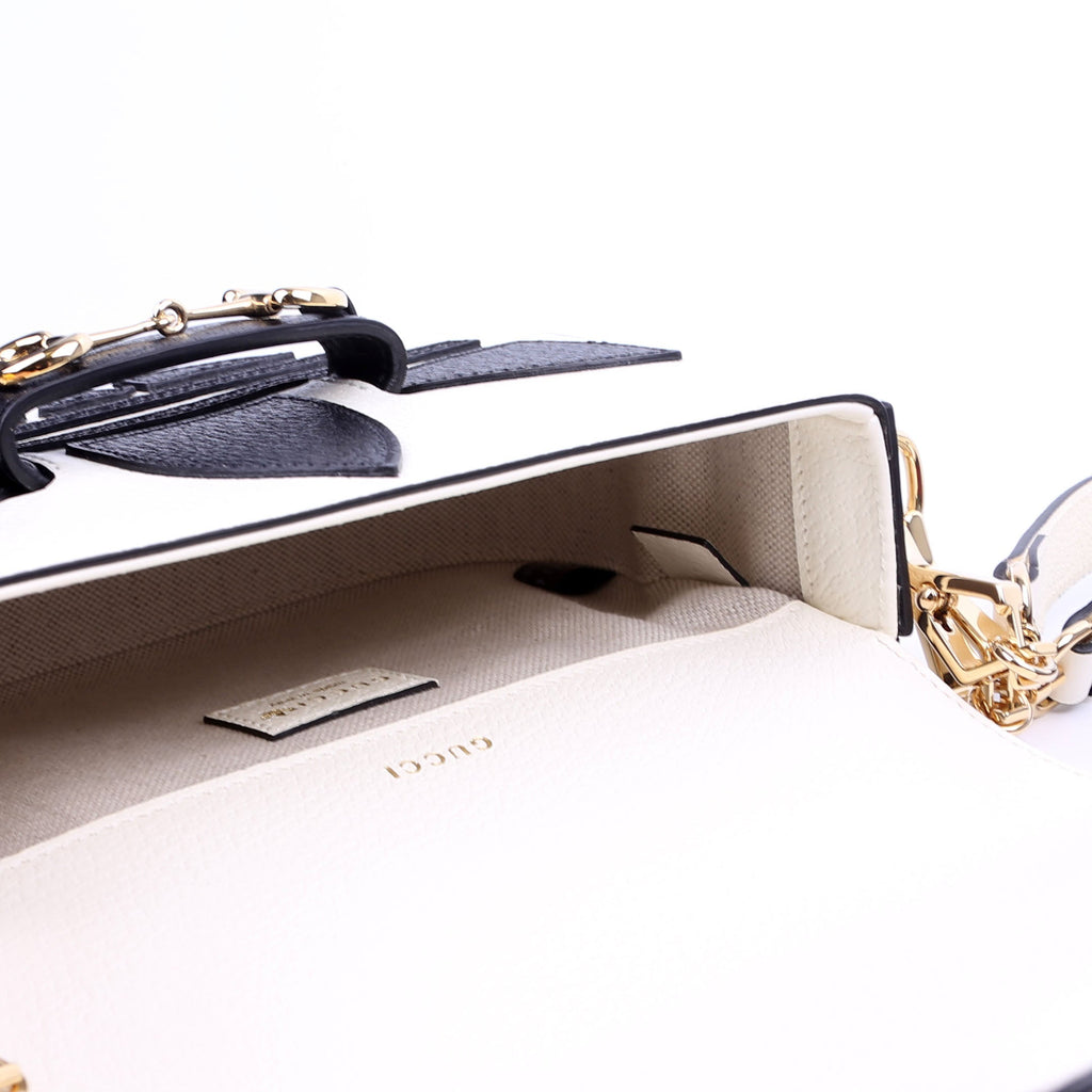 658574 Gucci X Adiddas 1955 Horsebit Mini Bag White/Black