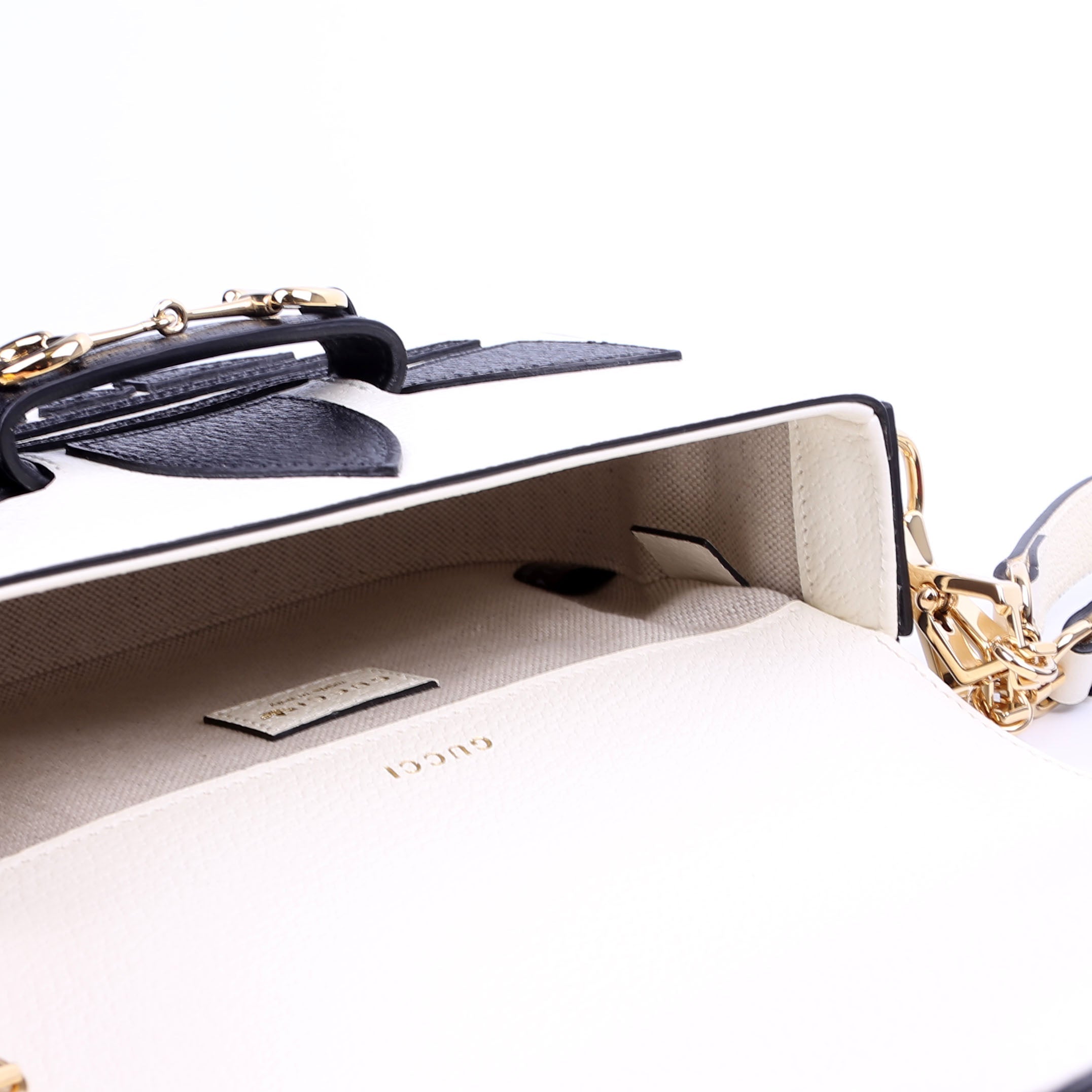 658574 Gucci X Adiddas 1955 Horsebit Mini Bag White/Black