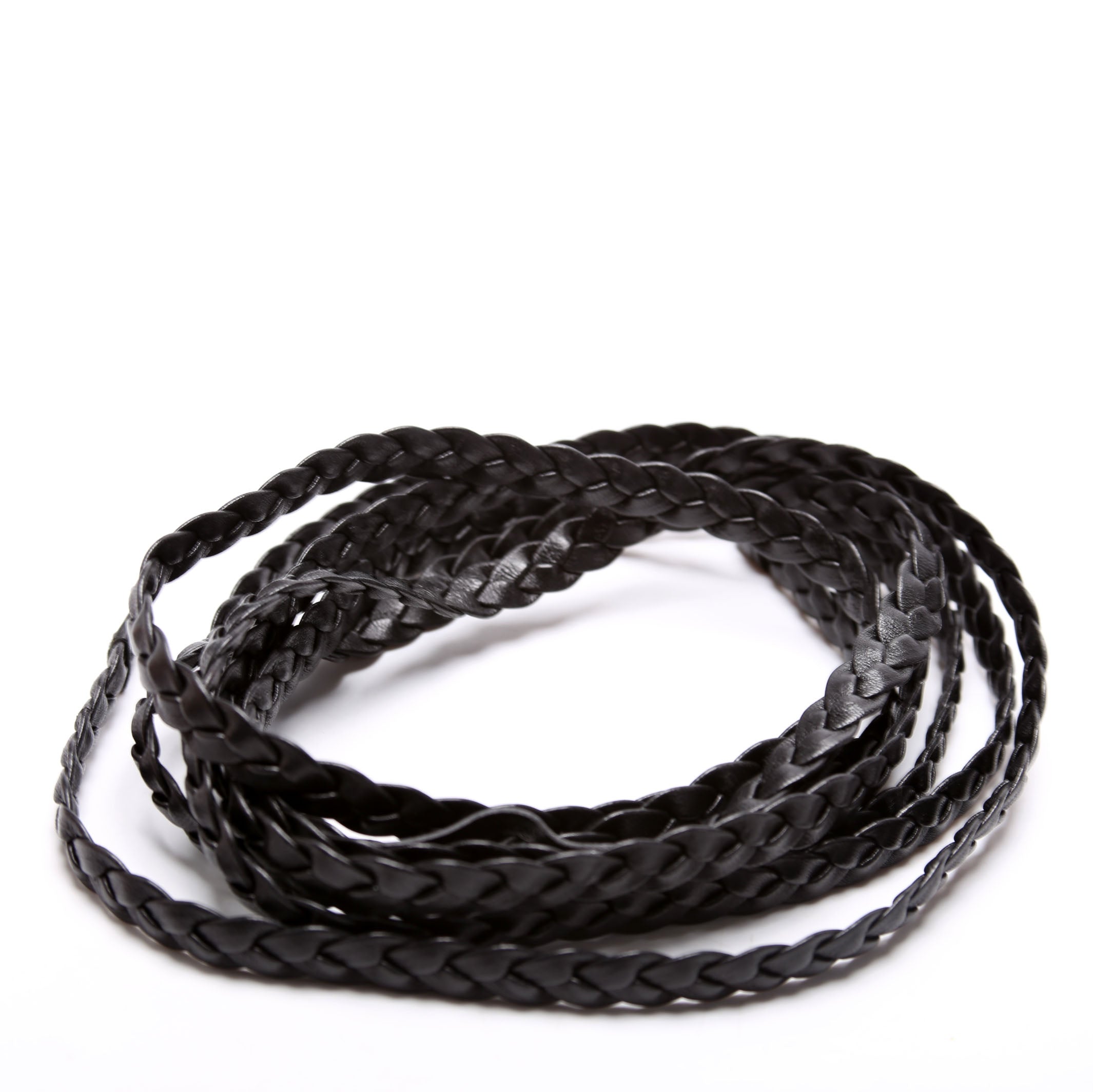 Gucci 105339 Narrow Braided Leather Wrap Around