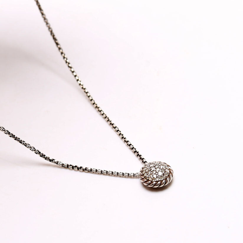 Petite Circle Pendant Pave/925