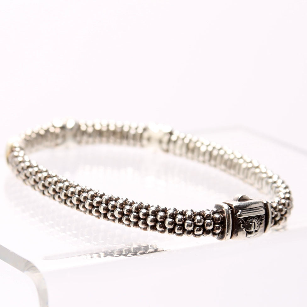 Three Station Caviar Beaded 3MM 925/750/