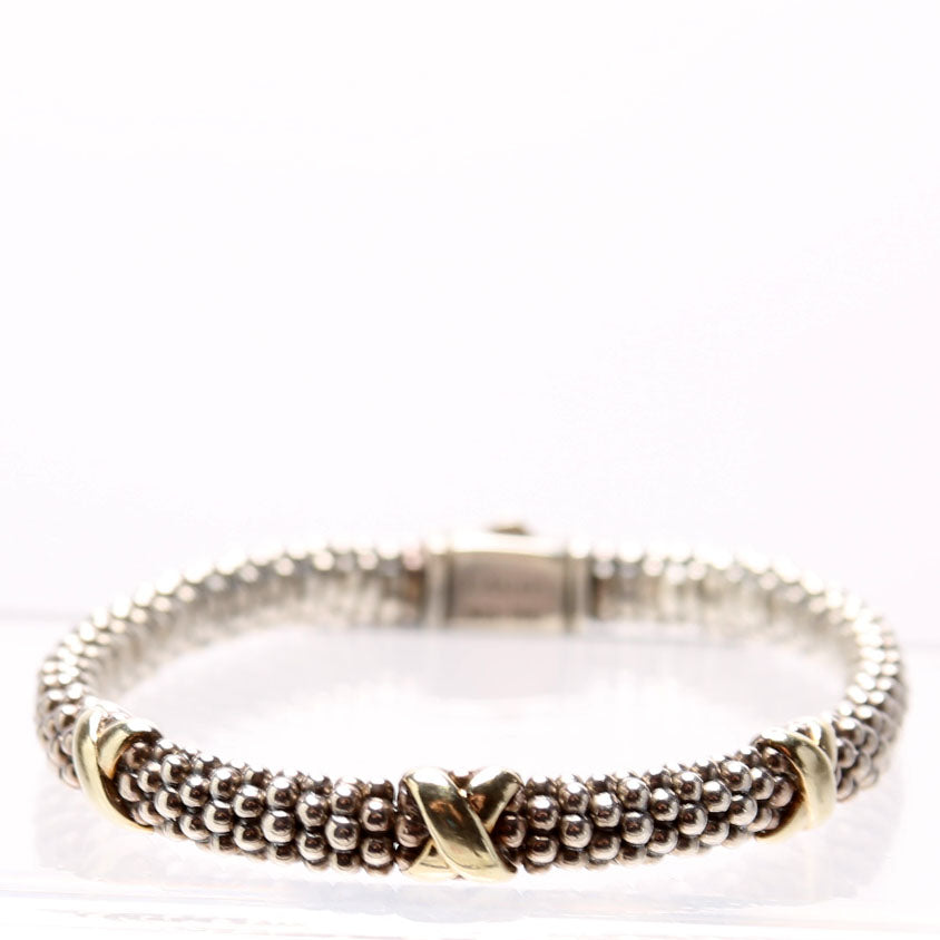 Three Station Caviar Beaded 3MM 925/750/