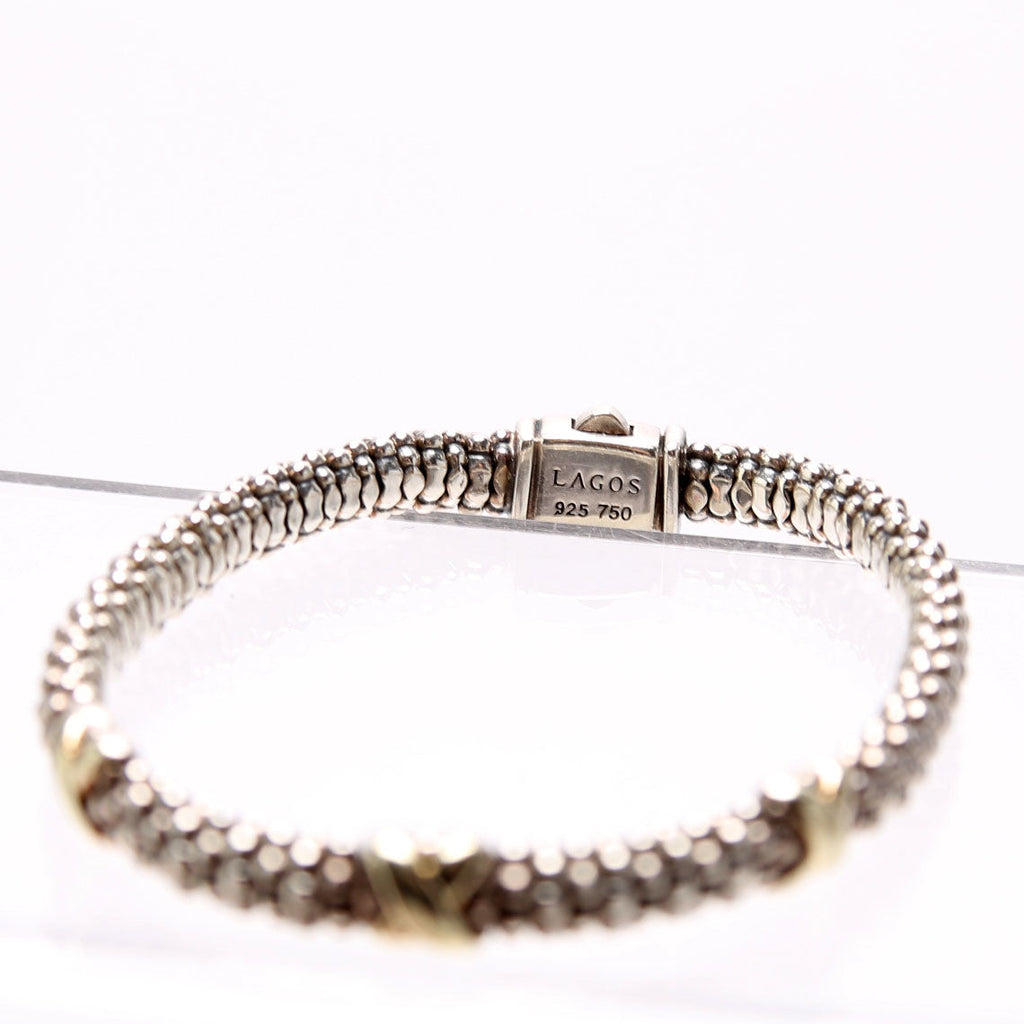 Three Station Caviar Beaded 3MM 925/750/