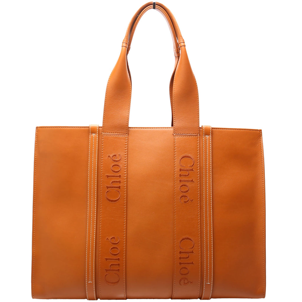 Woody Leather Tote Large Brown