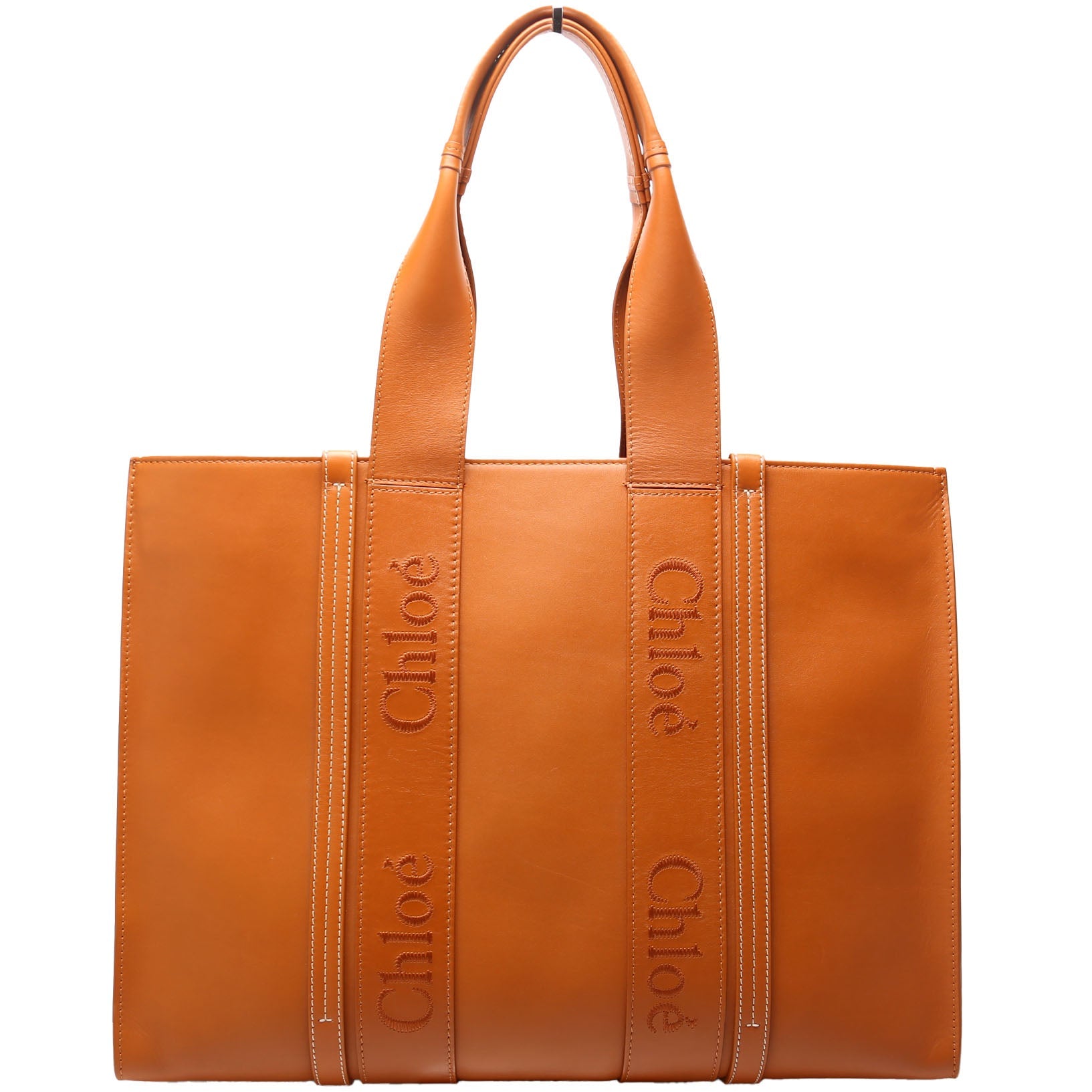 Woody Leather Tote Large Brown