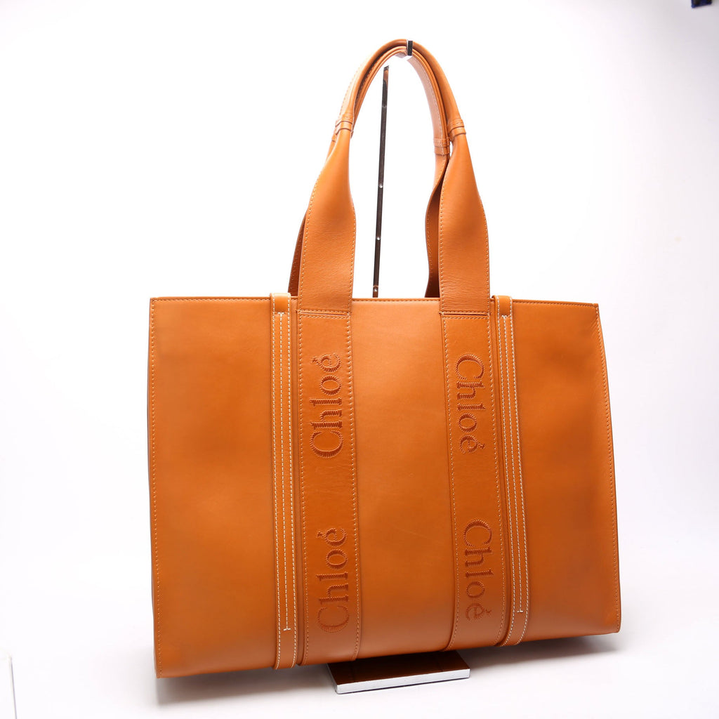 Woody Leather Tote Large Brown