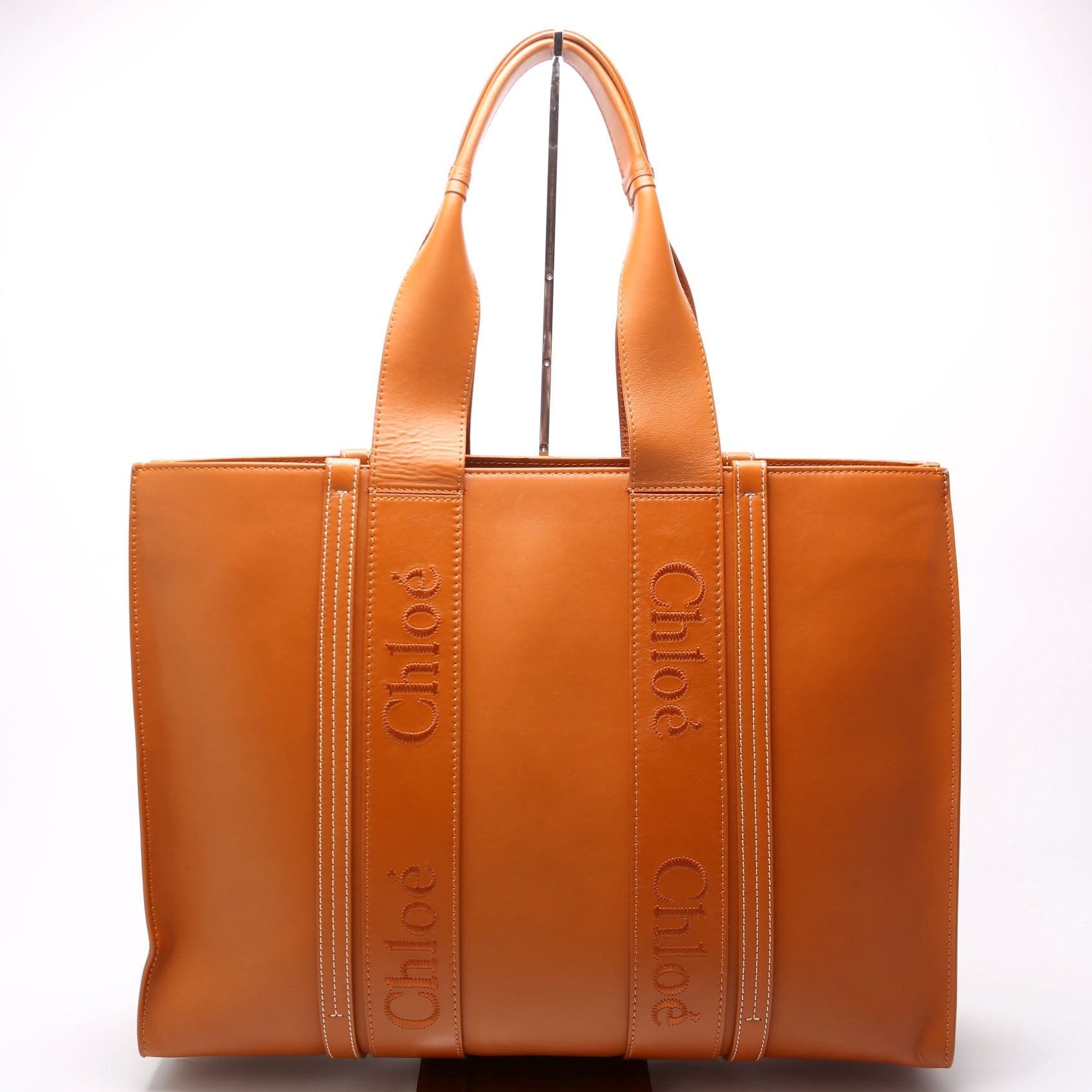 Woody Leather Tote Large Brown