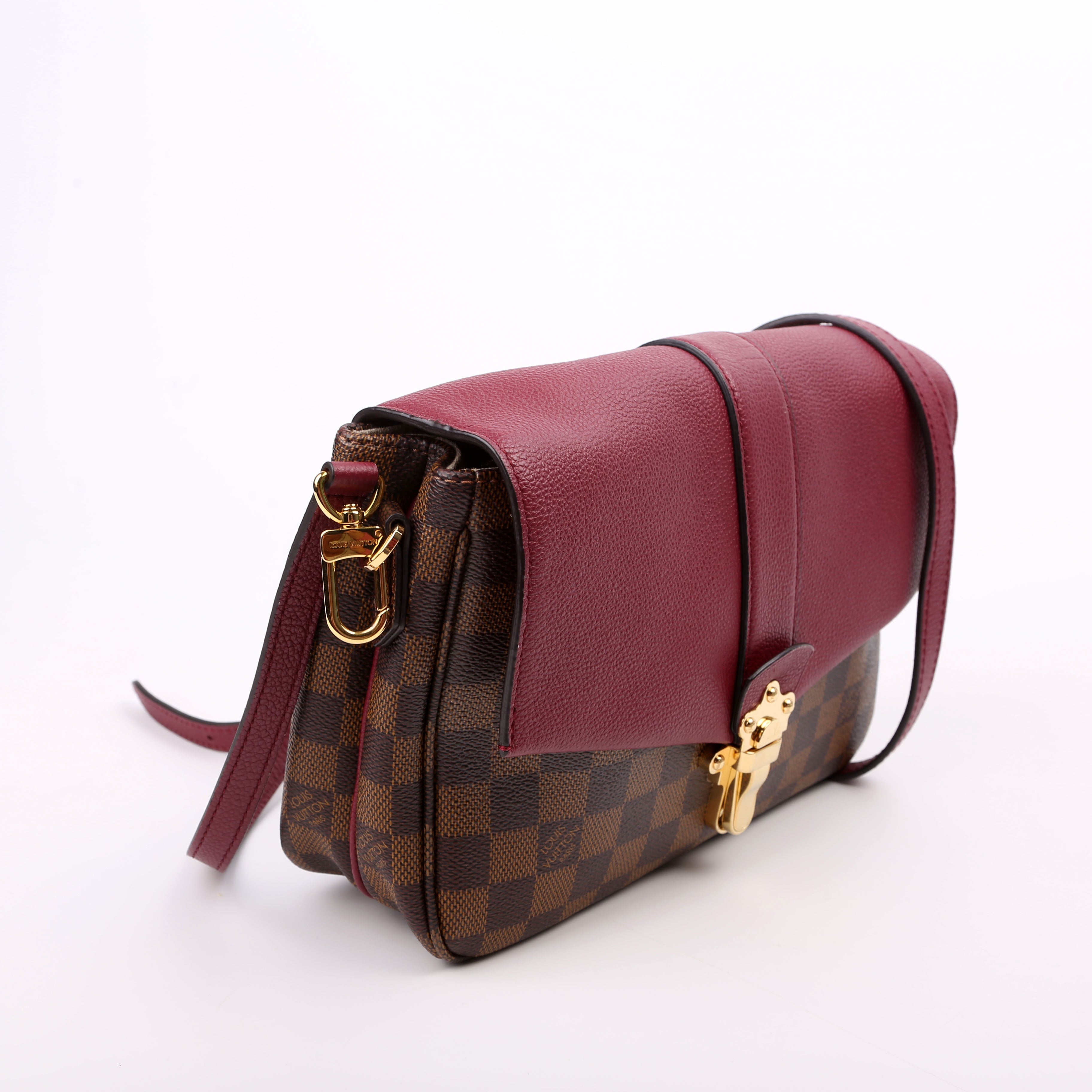 Clapton Crossbody Damier Ebene Burgundy
