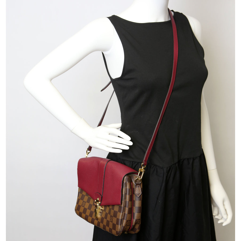 Clapton Crossbody Damier Ebene Burgundy