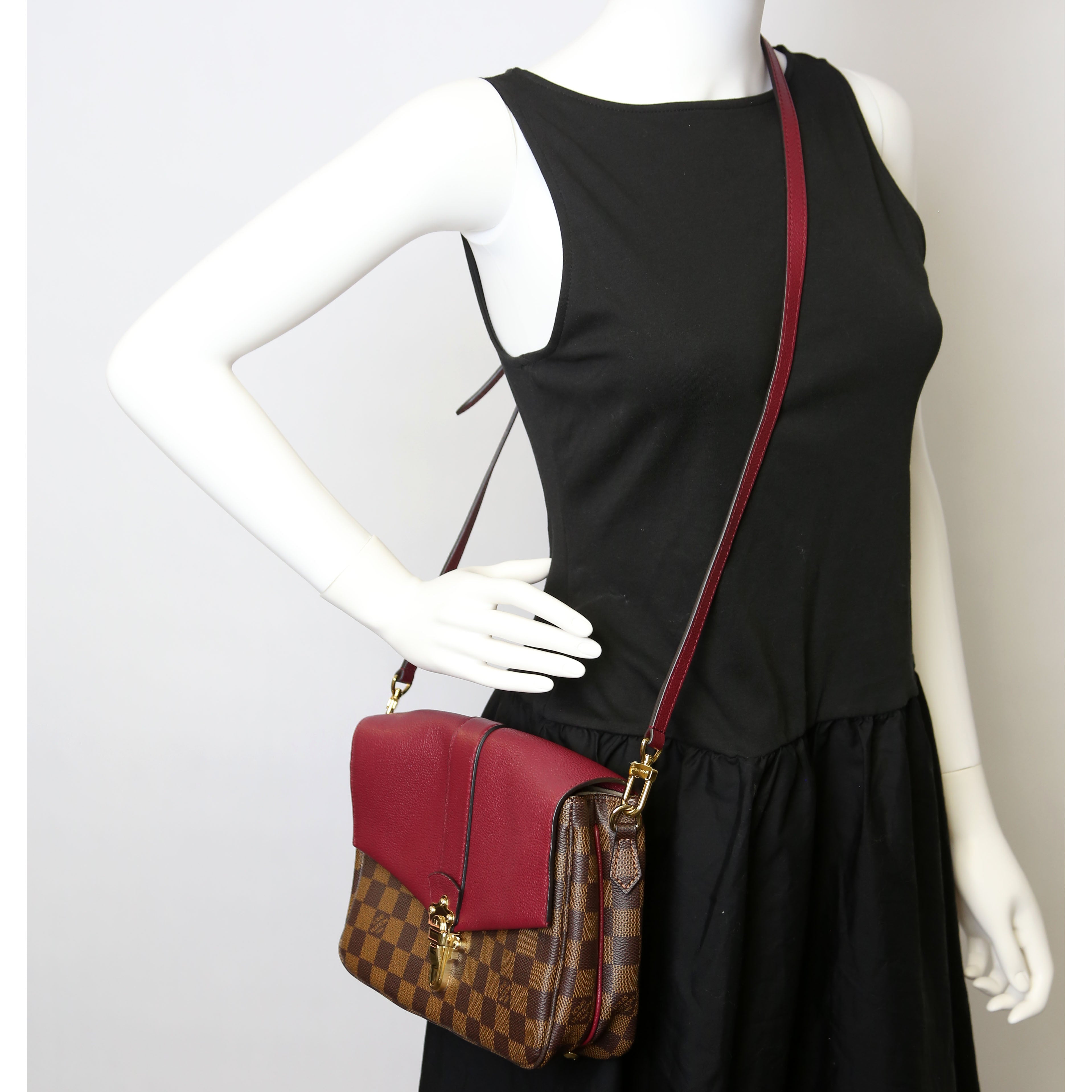 Clapton Crossbody Damier Ebene Burgundy