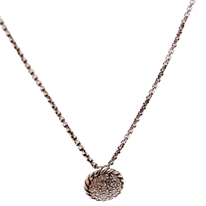 Petite Circle Pendant Pave/925