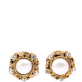 CC Rhinestone/Faux Pearl Clip On Vintage Earrings Gold