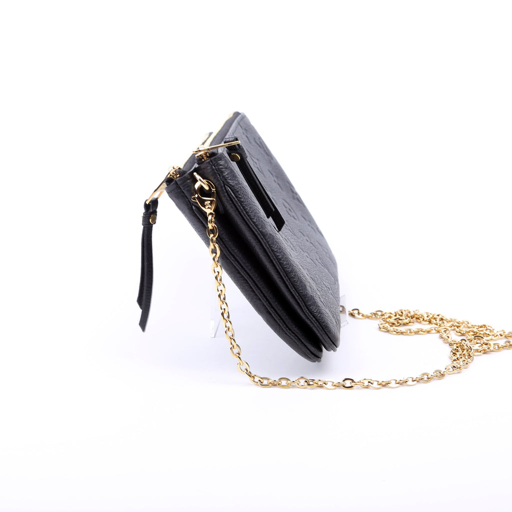 Double Zip Pochette Empreinte Black