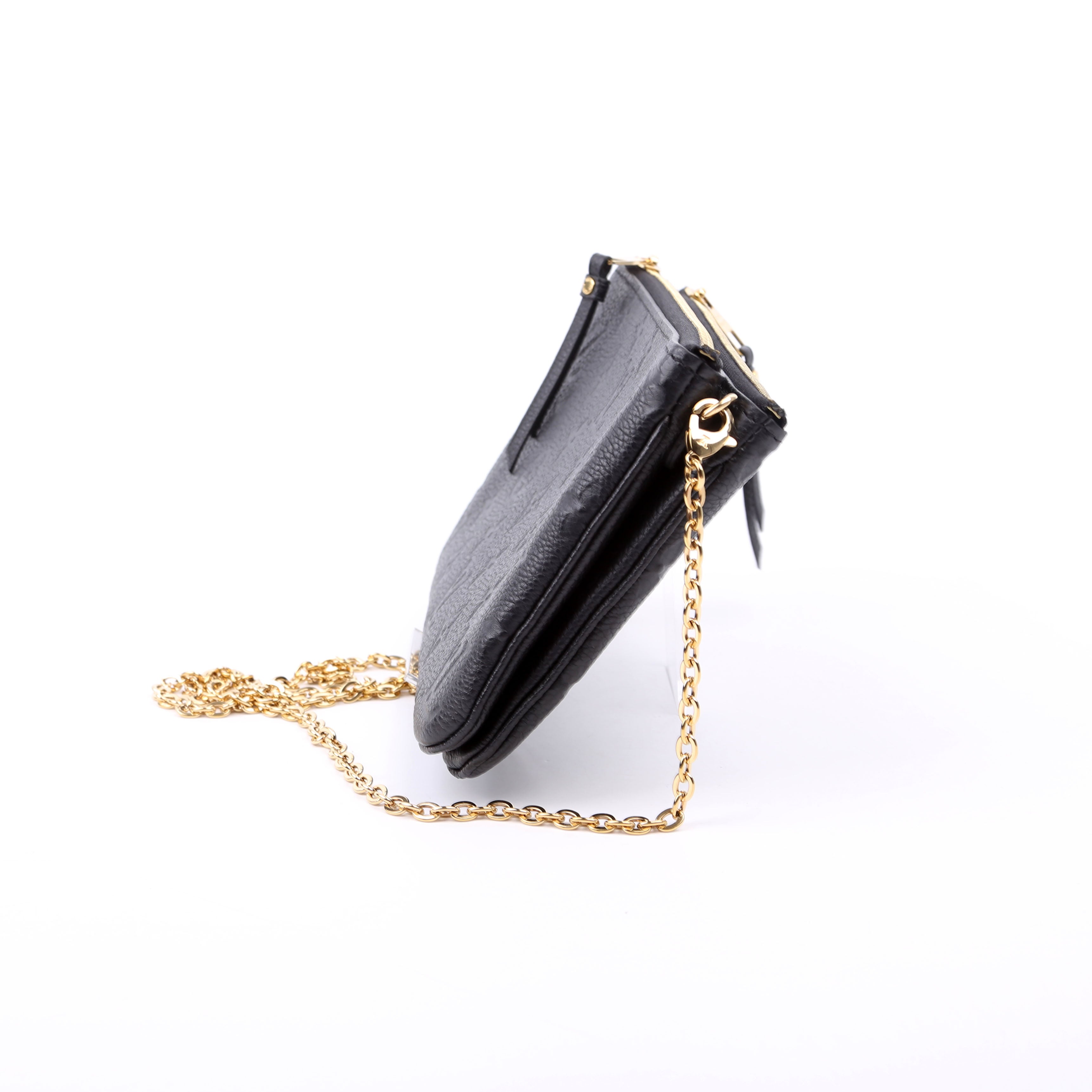 Double Zip Pochette Empreinte Black