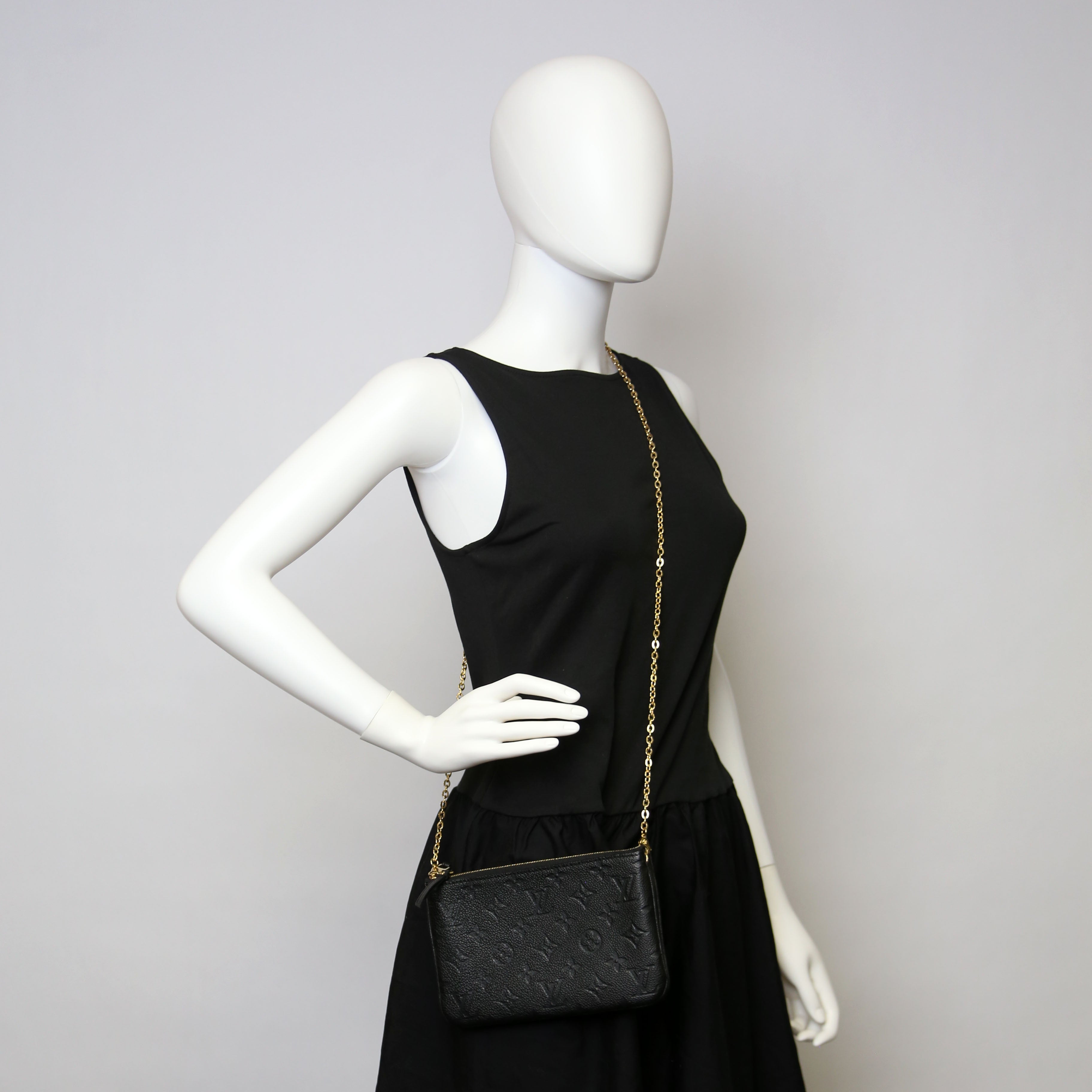 Double Zip Pochette Empreinte Black