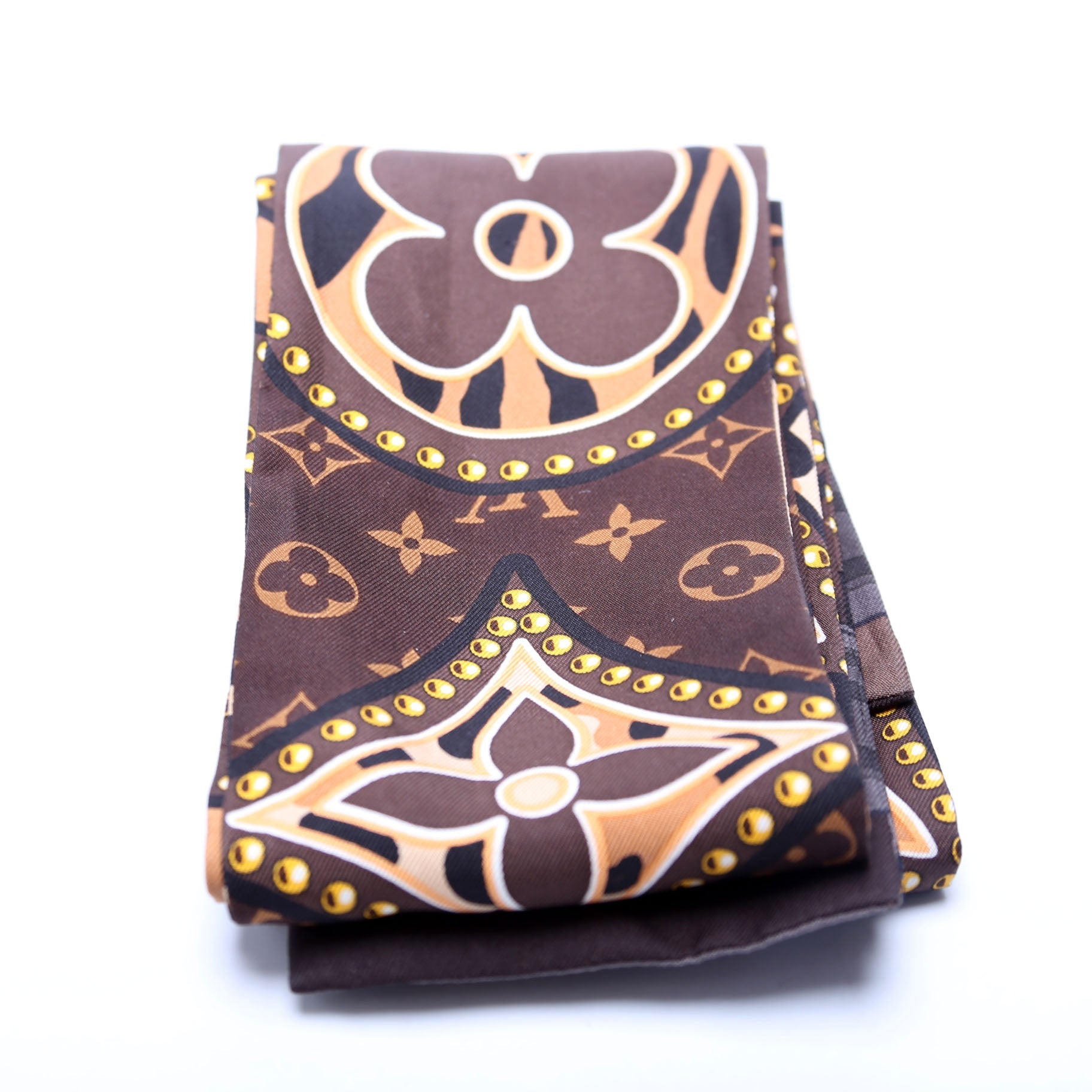 LV World Bandeau Silk Scarf Brown