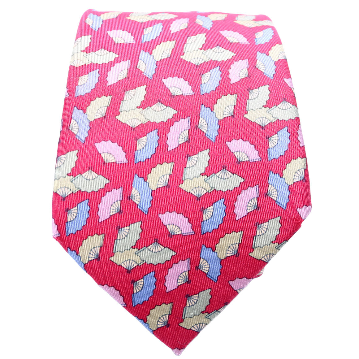 Fan Pattern Silk Tie Pink/Multicolor