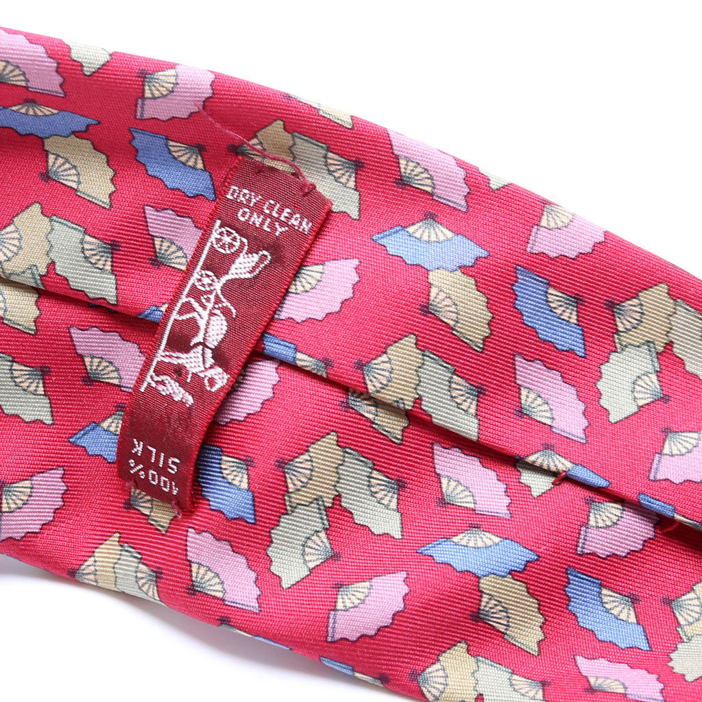 Fan Pattern Silk Tie Pink/Multicolor
