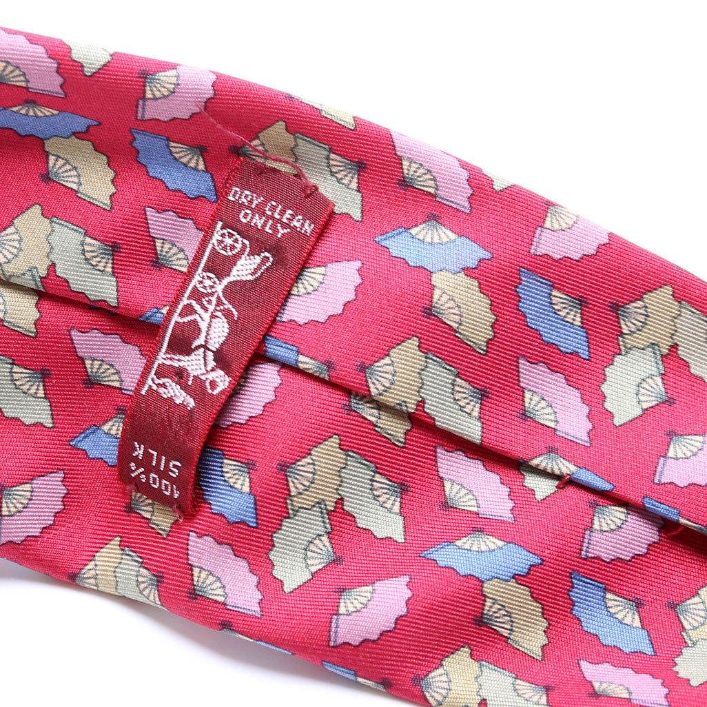 Fan Pattern Silk Tie Pink/Multicolor