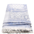 Steamer Shawl Silk/Cashmere Scarf Silver/Blue