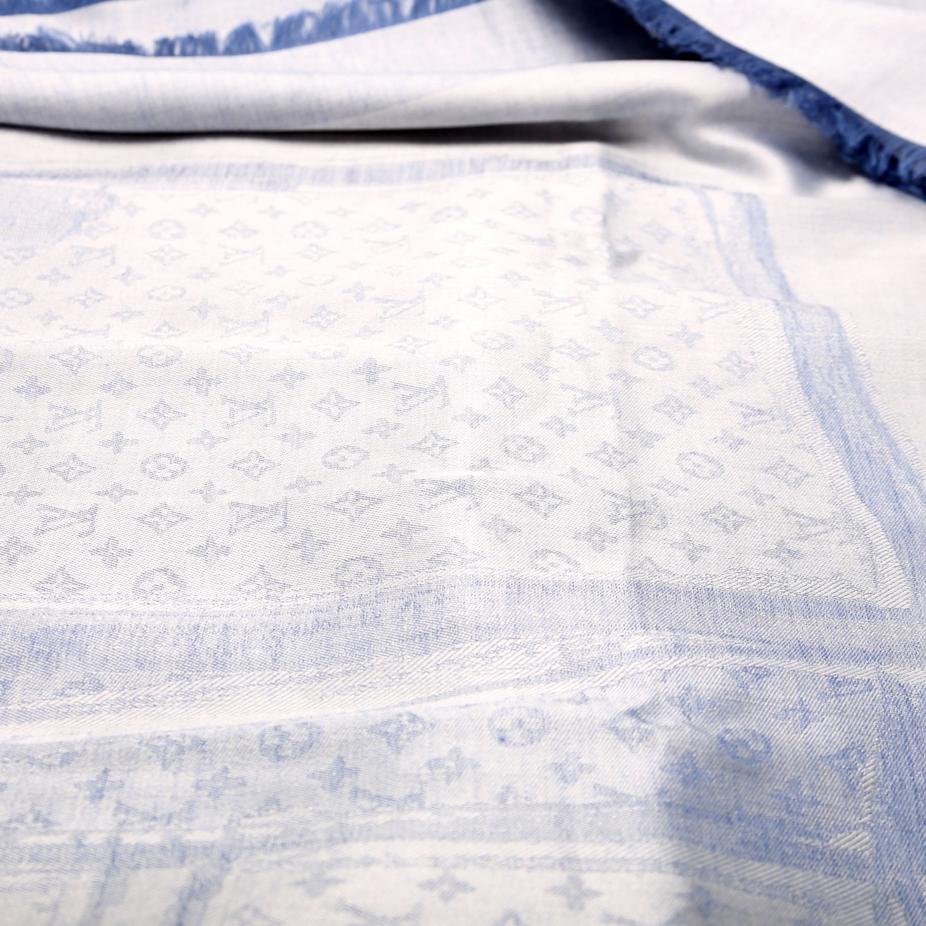 Steamer Shawl Silk/Cashmere Scarf Silver/Blue