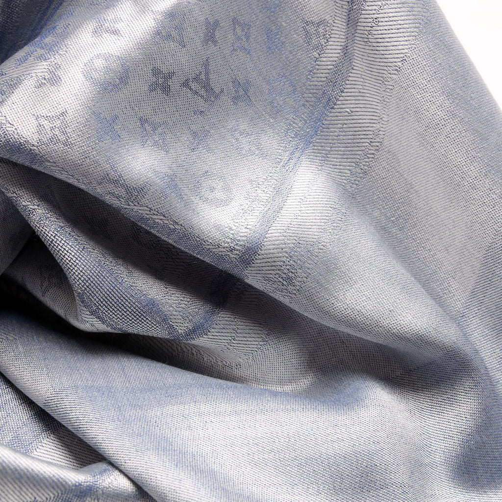 Steamer Shawl Silk/Cashmere Scarf Silver/Blue