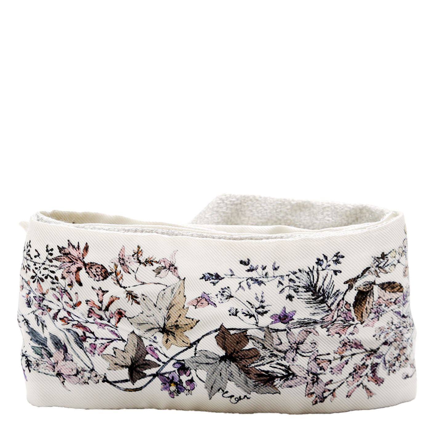 Fleurs Mitzah Twilly Silk Scarf Silver/White