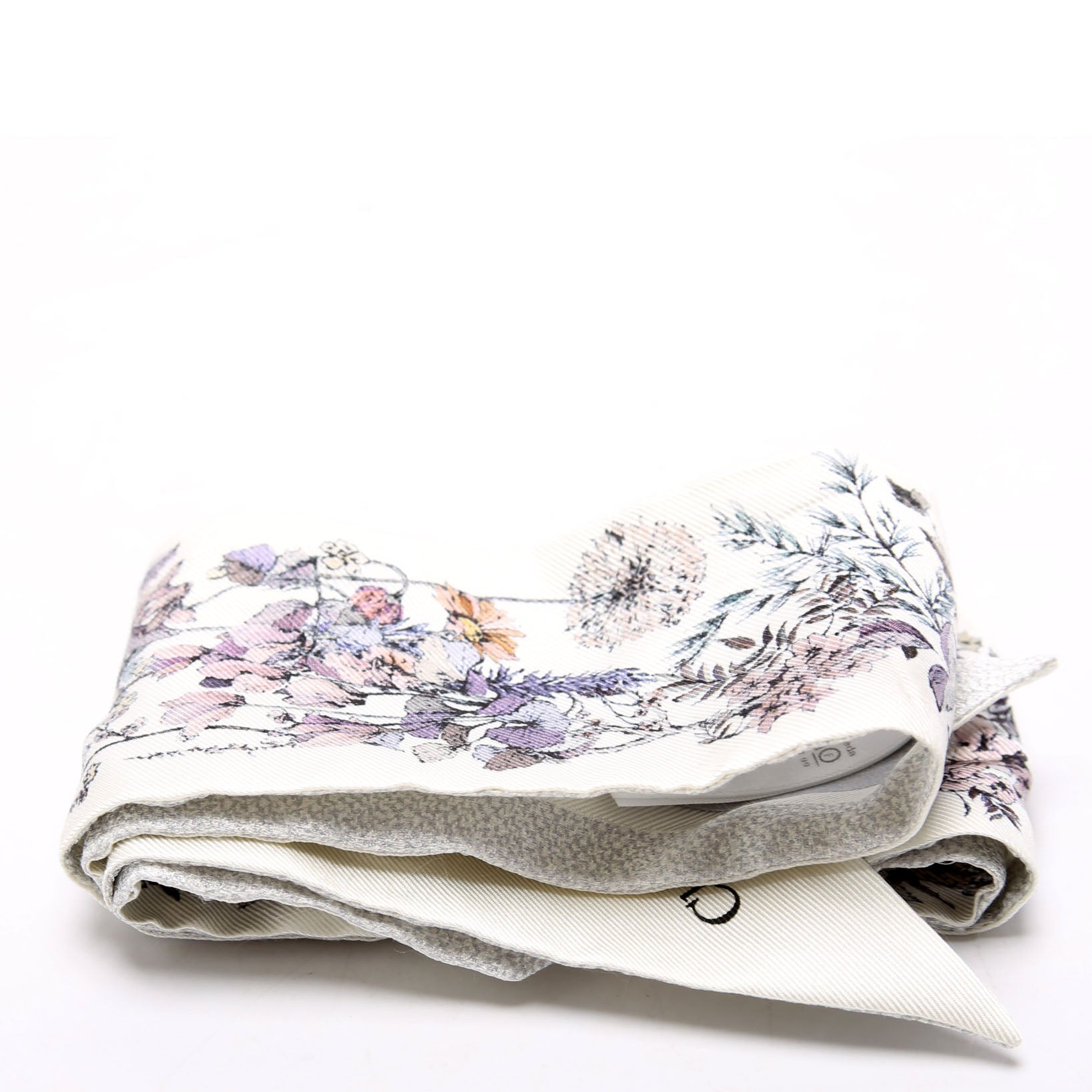 Fleurs Mitzah Twilly Silk Scarf Silver/White