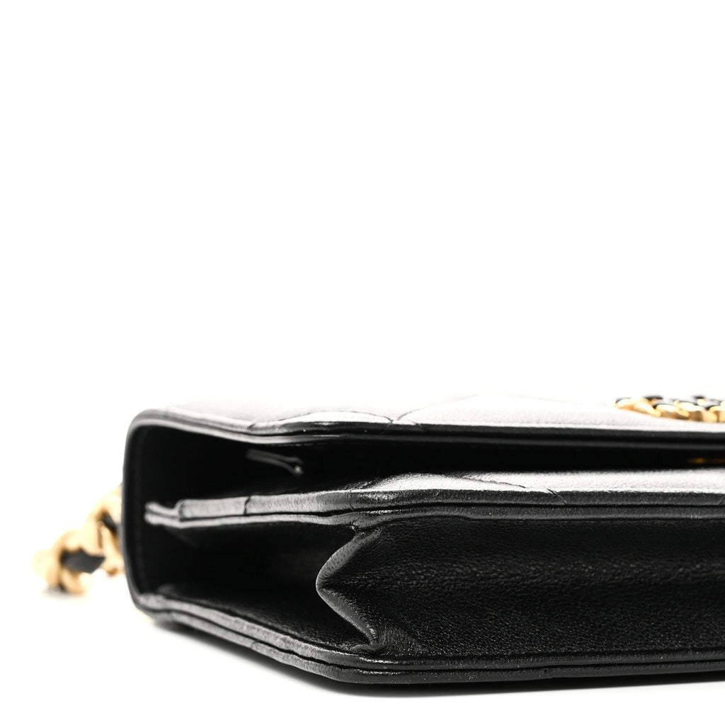 Chanel Lambskin Quilted Chanel 19 Wallet On Chain WOC Black