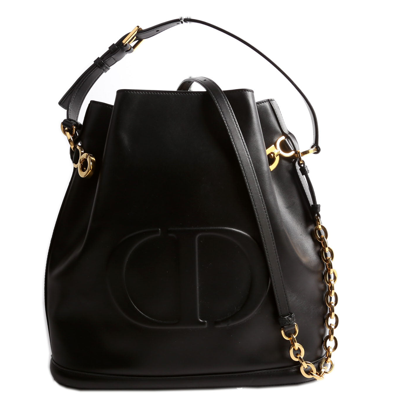 CD Embossed C'Est Bucket Bag Medium Black