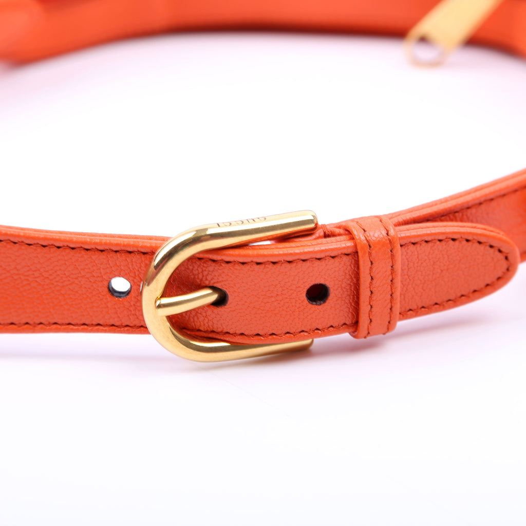 731817 Aphrodite Leather Small Shoulder Bag Orange