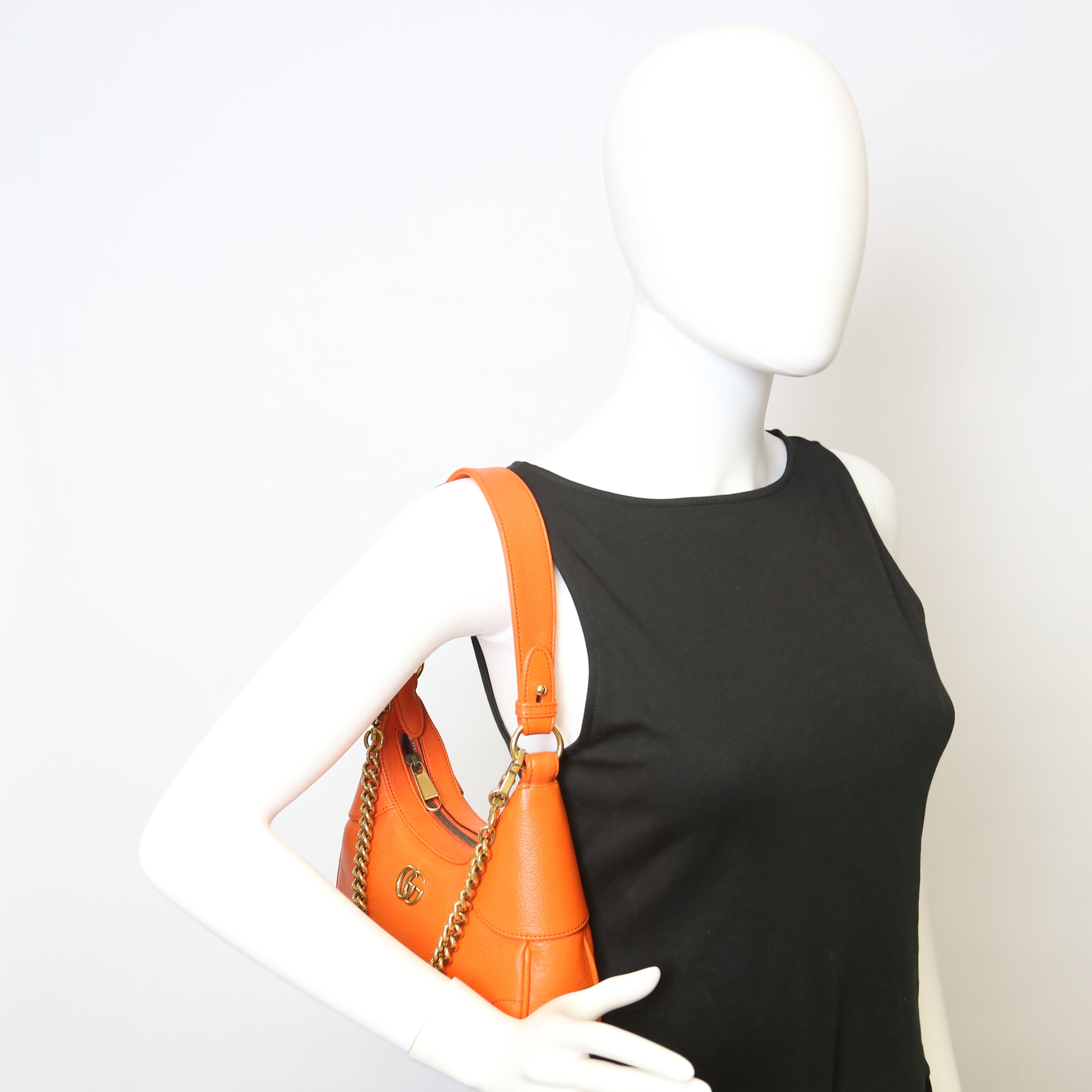 731817 Aphrodite Leather Small Shoulder Bag Orange
