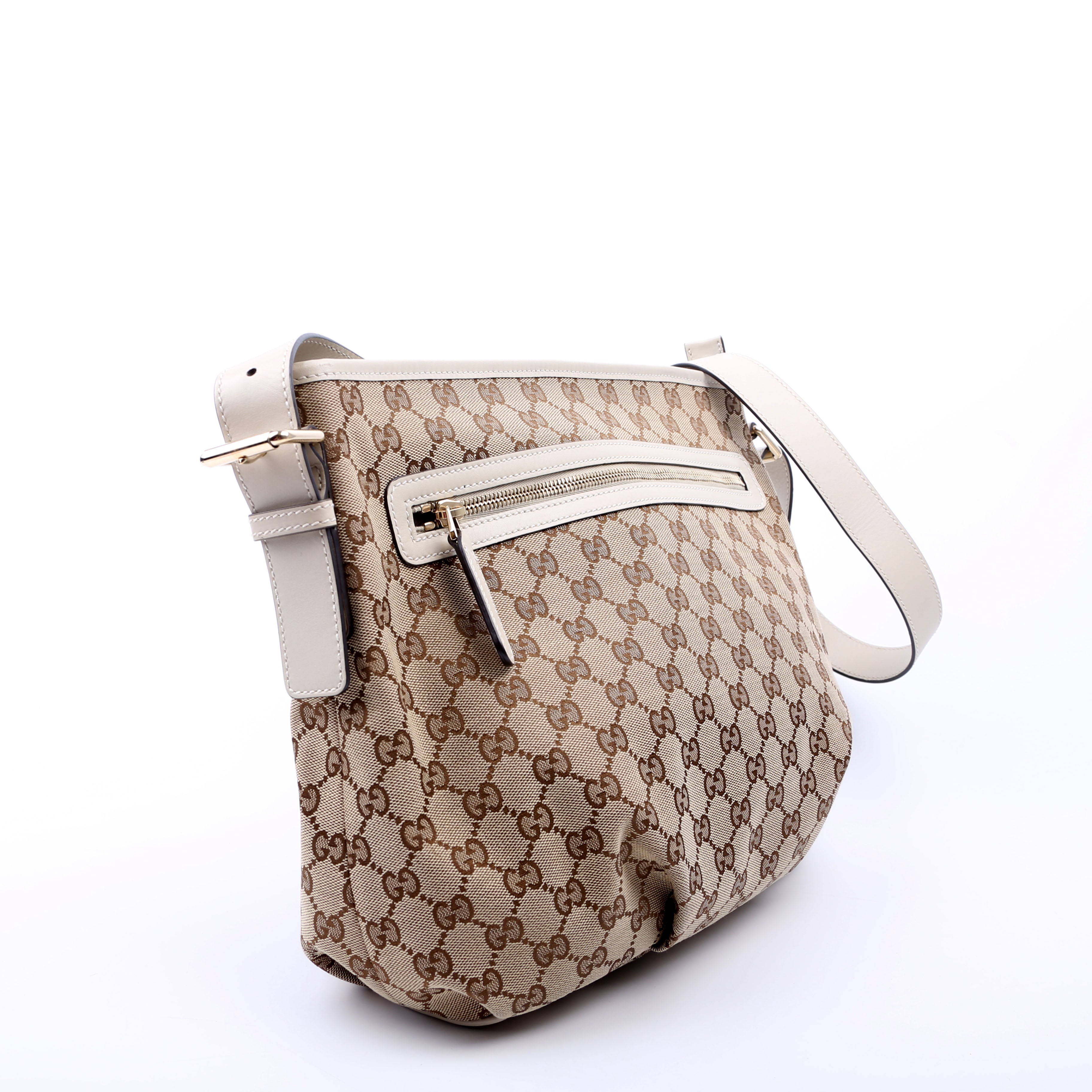 388930 GG Canvas Shoulder Bag White
