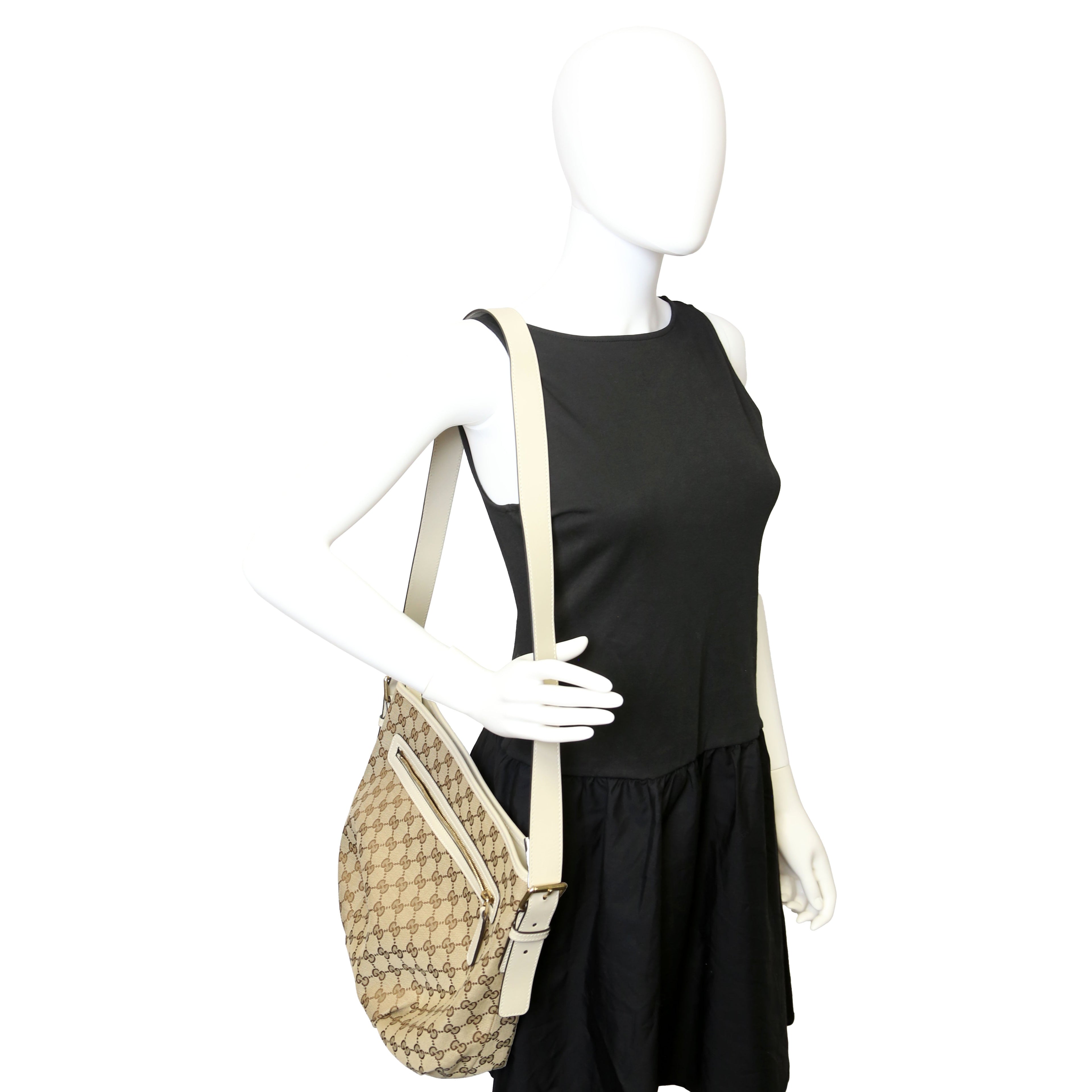 388930 GG Canvas Shoulder Bag White