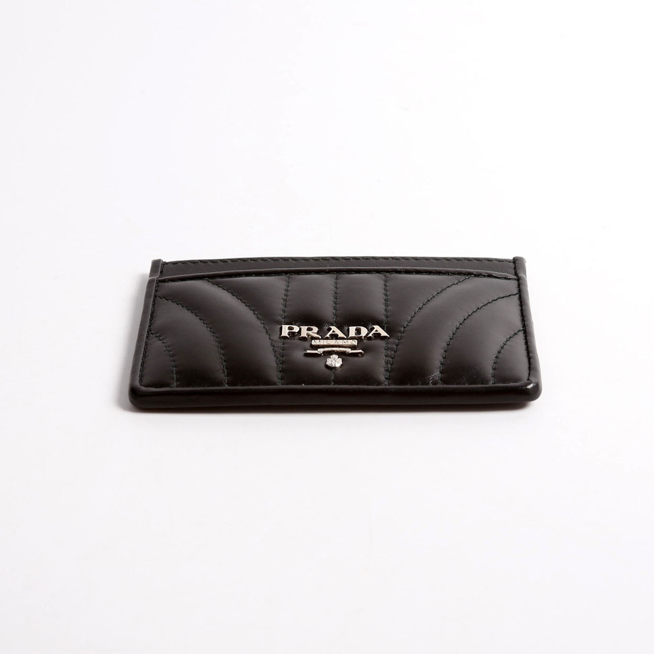 1MC208 Diagramme Calf Card Holder Black