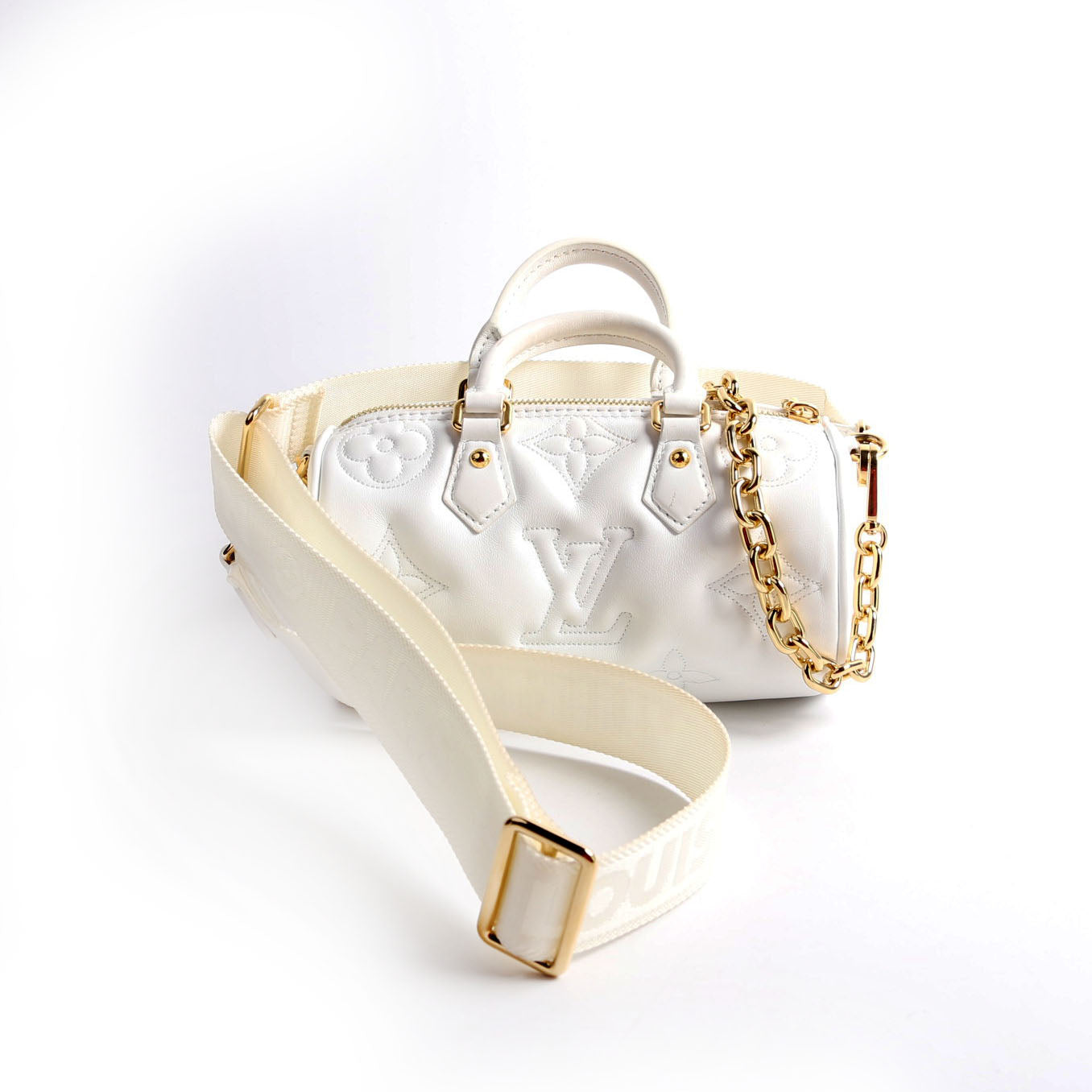 Papillon BB Bubblegram Calfskin White