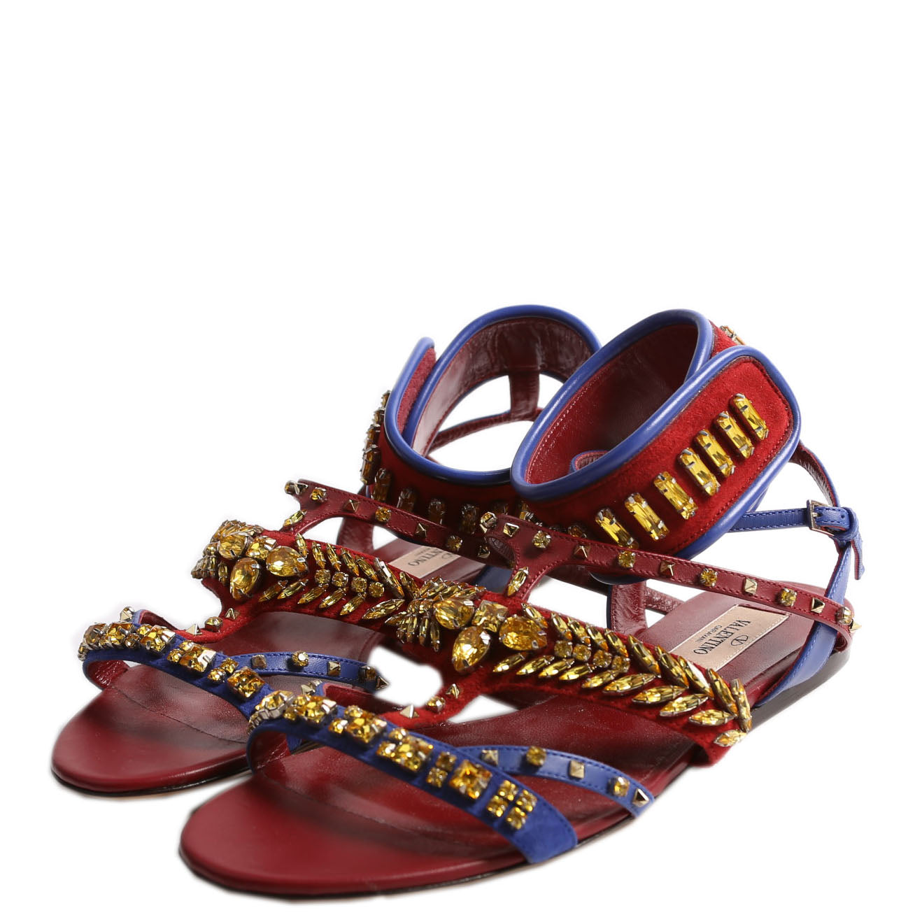 Rhinestone Suede/Leather Gladiator Sandals 37.5