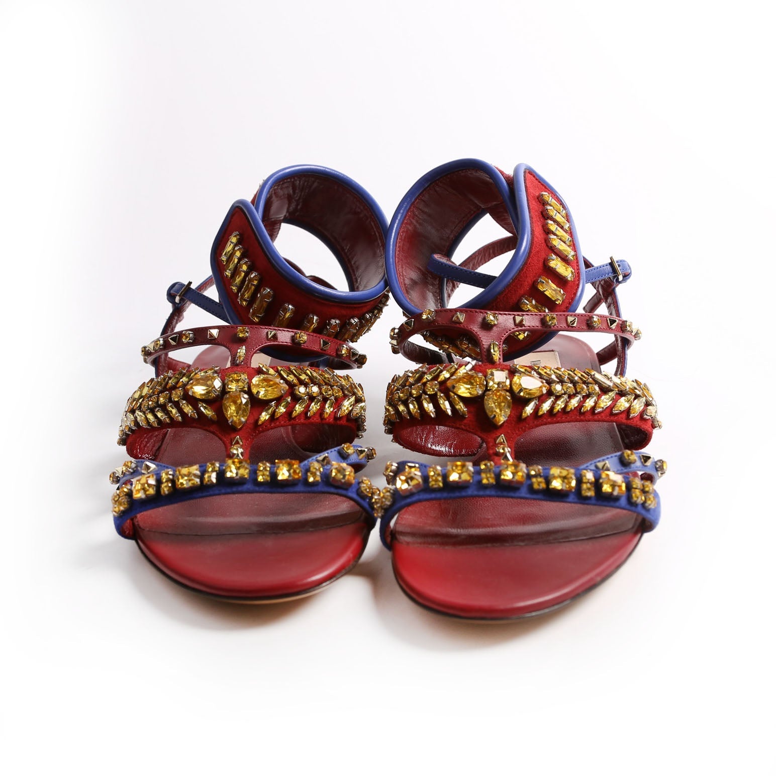 Rhinestone Suede/Leather Gladiator Sandals 37.5