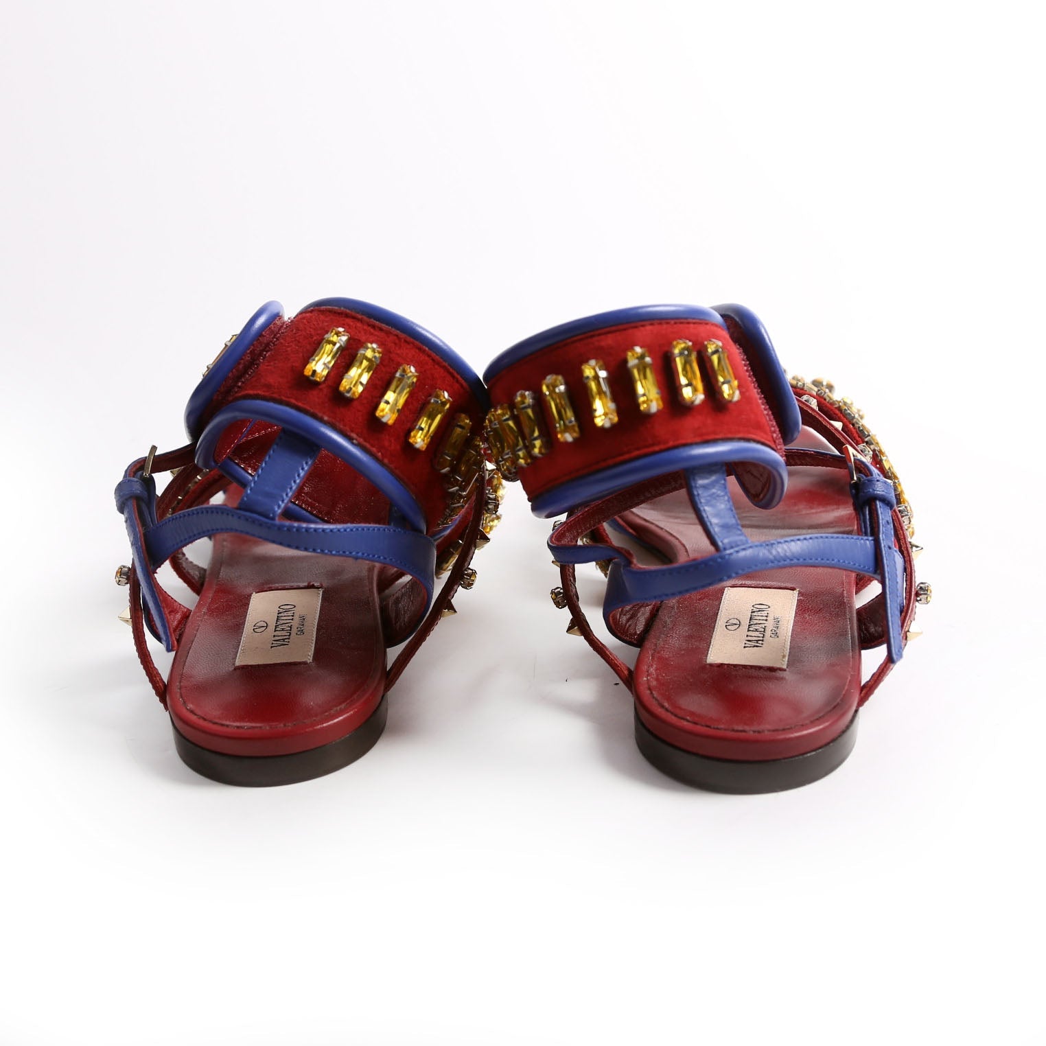Rhinestone Suede/Leather Gladiator Sandals 37.5
