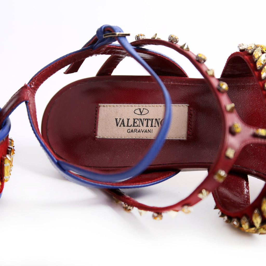Rhinestone Suede/Leather Gladiator Sandals 37.5