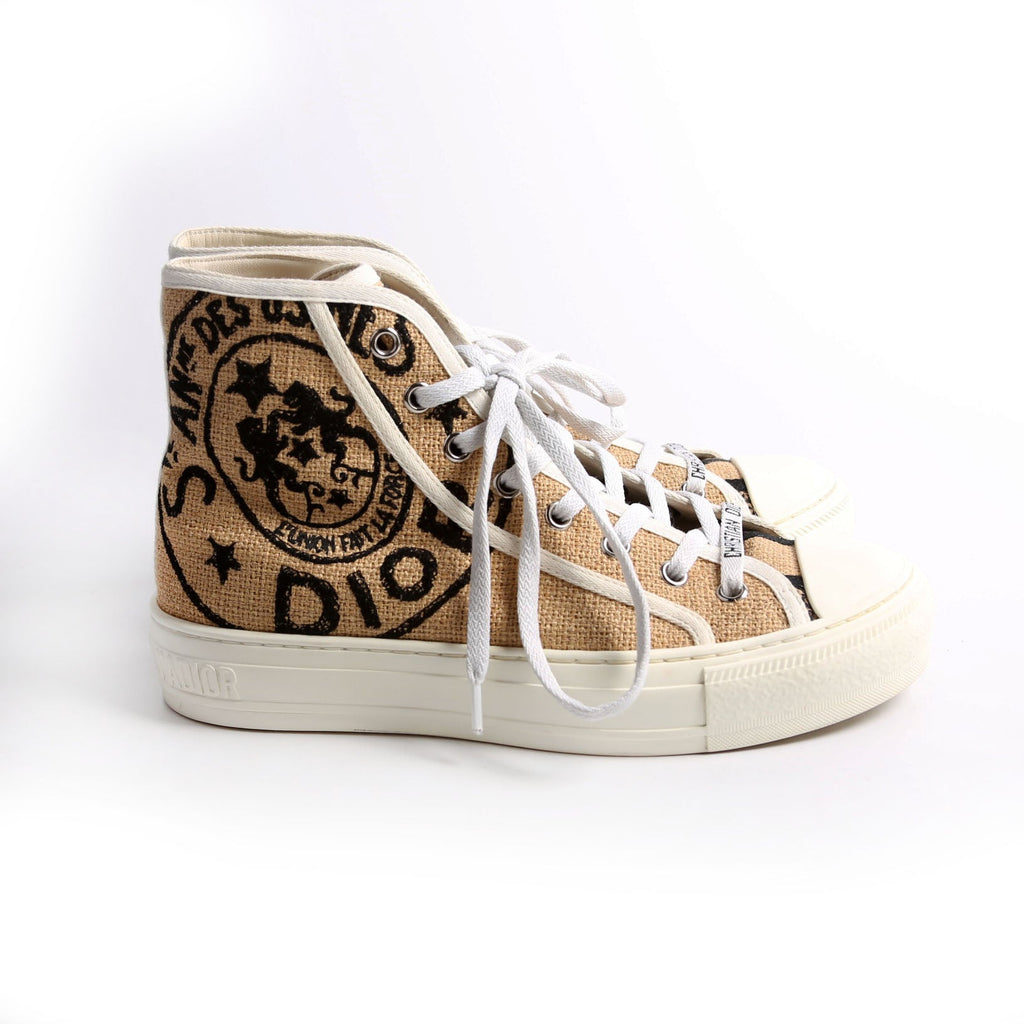 Walk'N'Dior Embroidered Jute Sneakers Beige